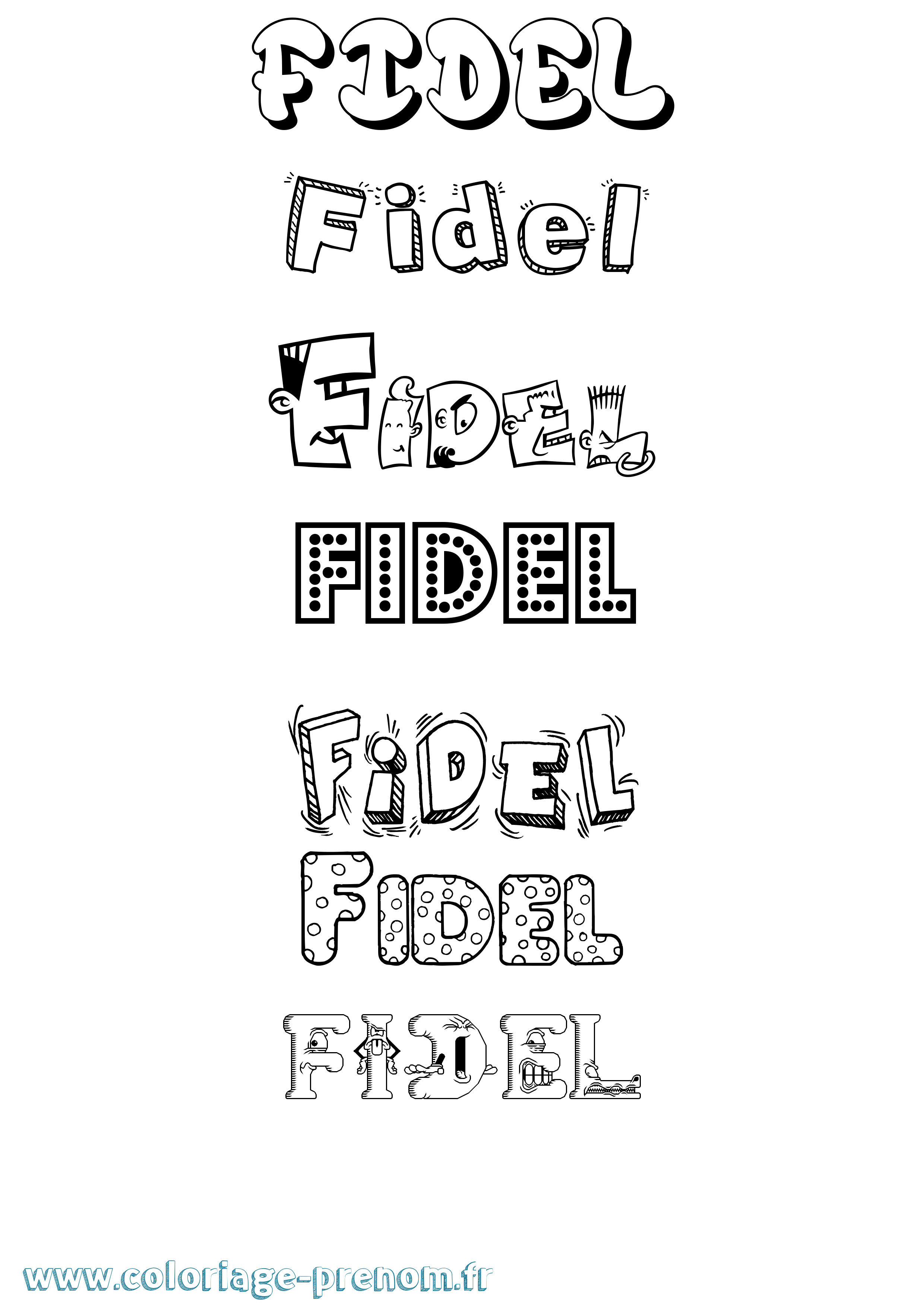 Coloriage Fidel Fun Coloriage prénom Fidel Fun