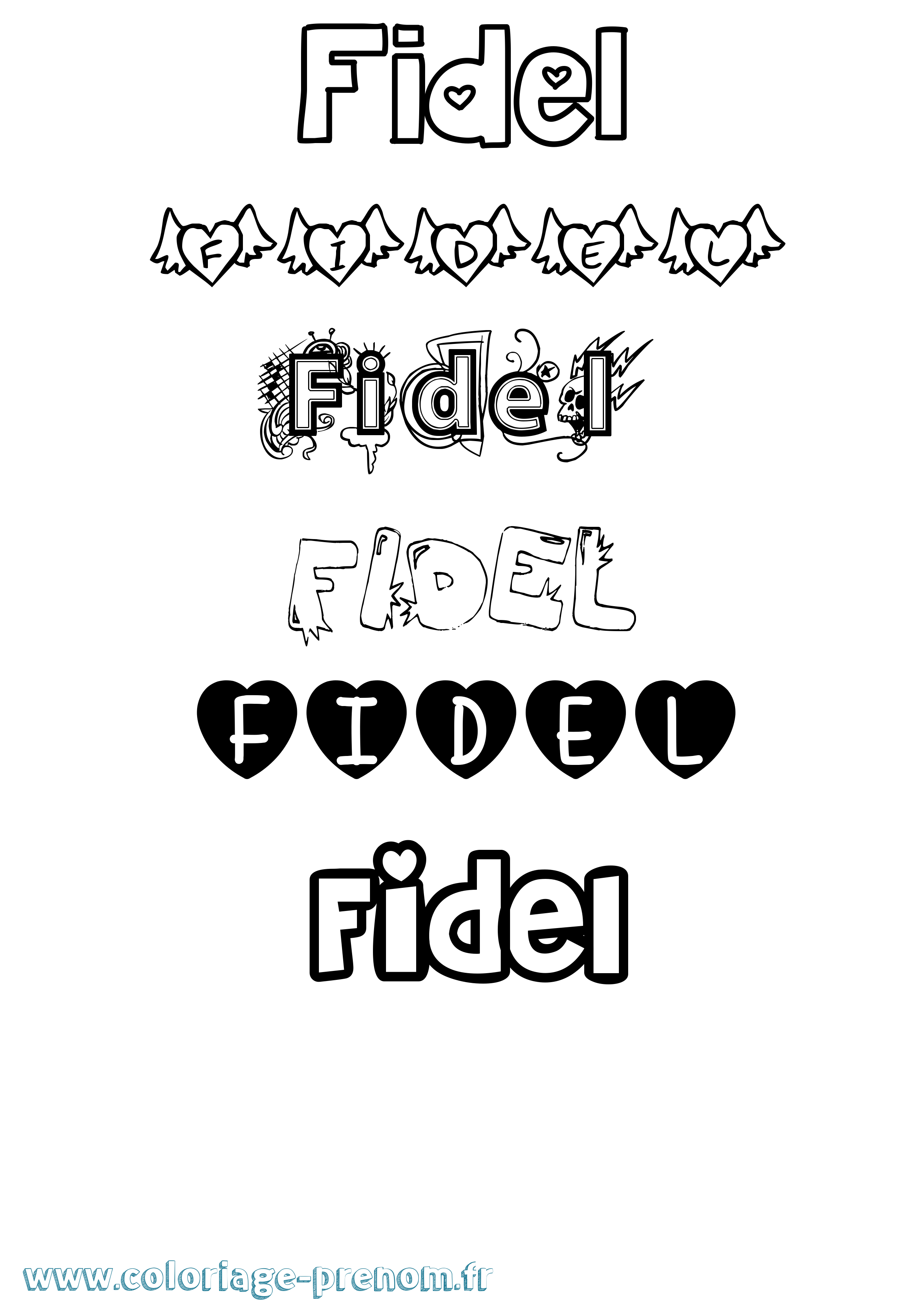 Coloriage Fidel Girly Coloriage prénom Fidel Girly