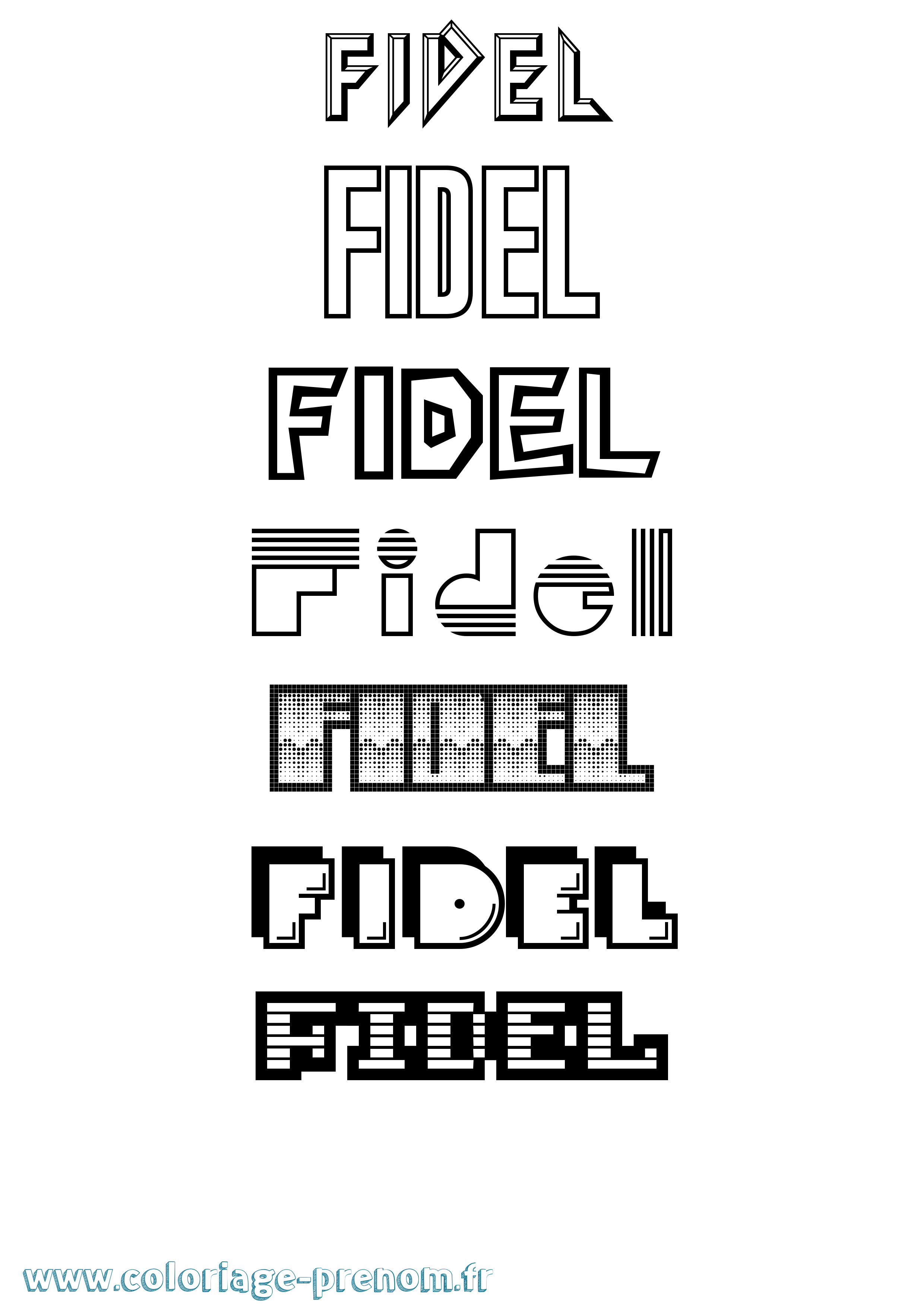 Coloriage Fidel Jeux Vidéos Coloriage prénom Fidel Jeux Vidéos