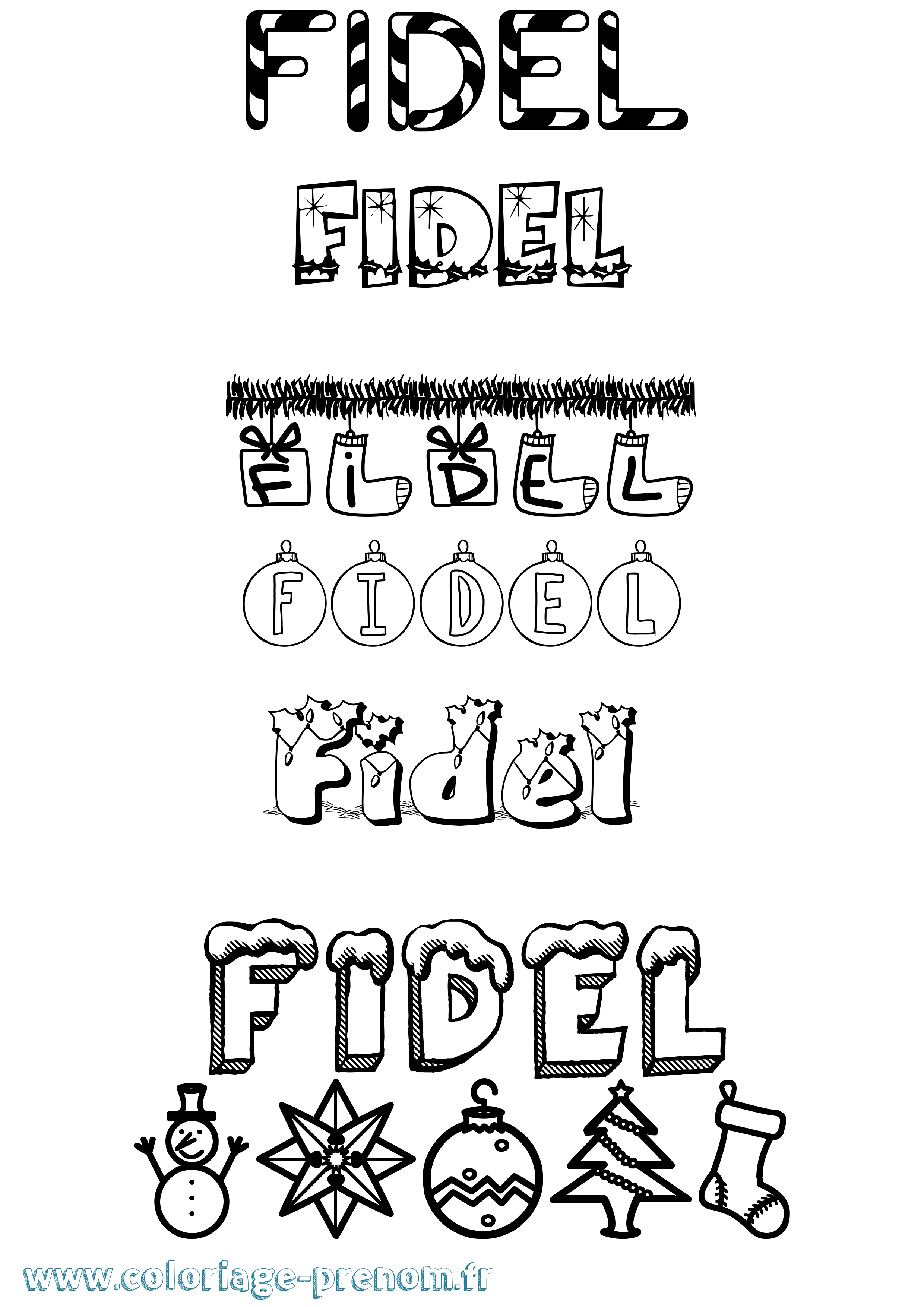 Coloriage Fidel Noël Coloriage prénom Fidel Noël