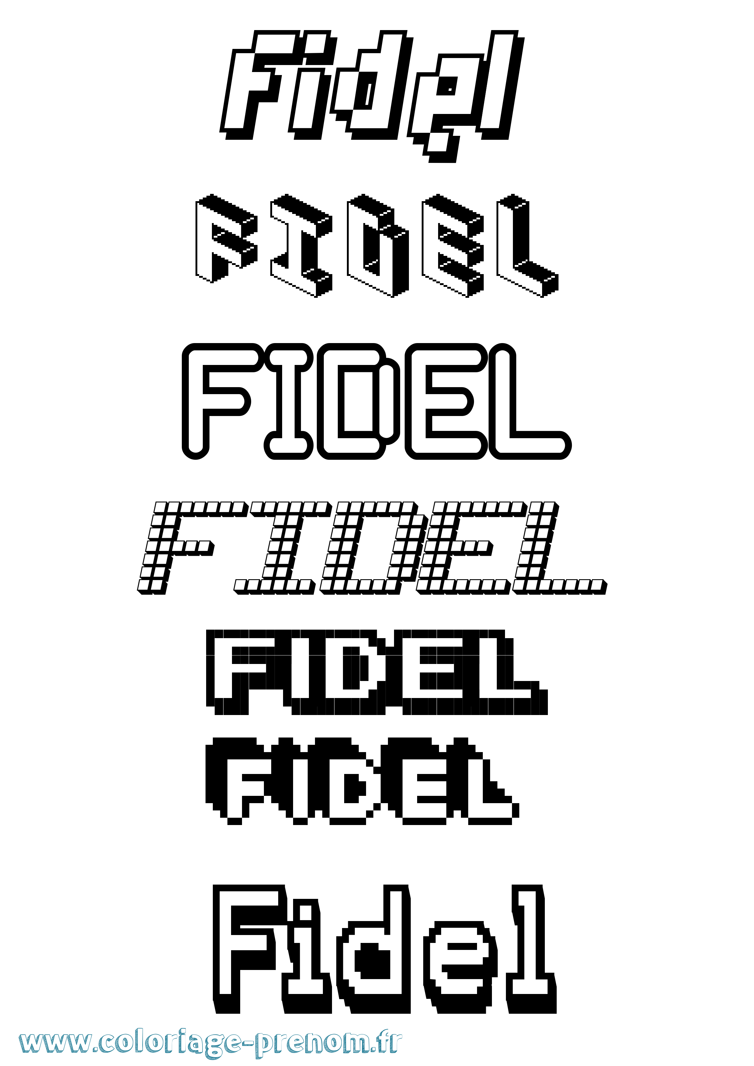 Coloriage Fidel Pixel Coloriage prénom Fidel Pixel