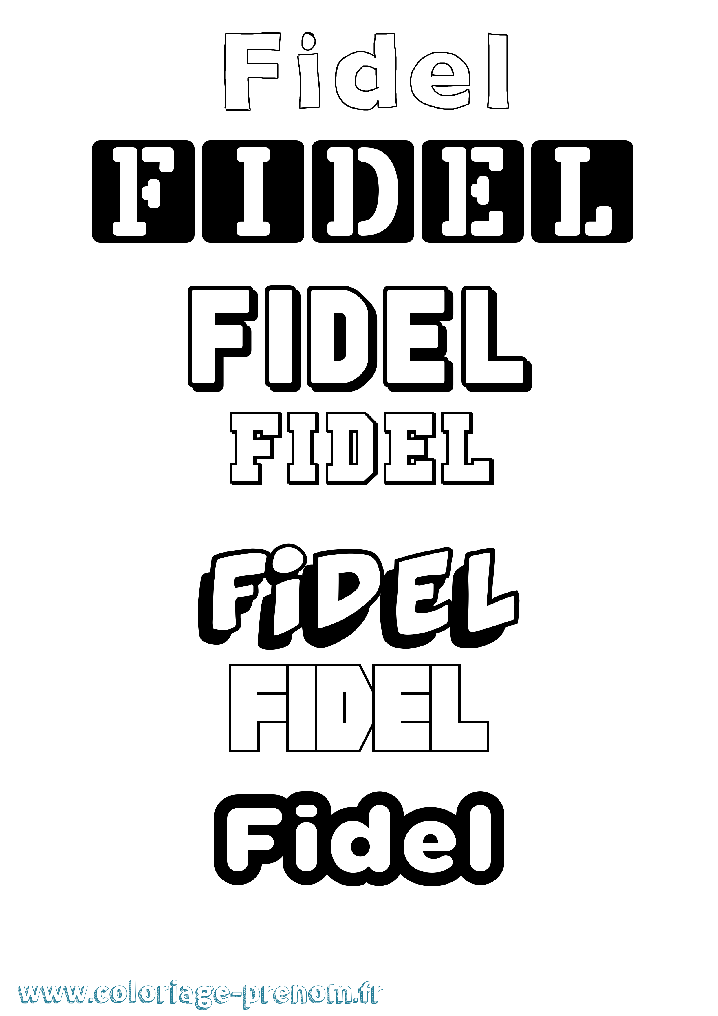 Coloriage Fidel Simple Coloriage prénom Fidel Simple