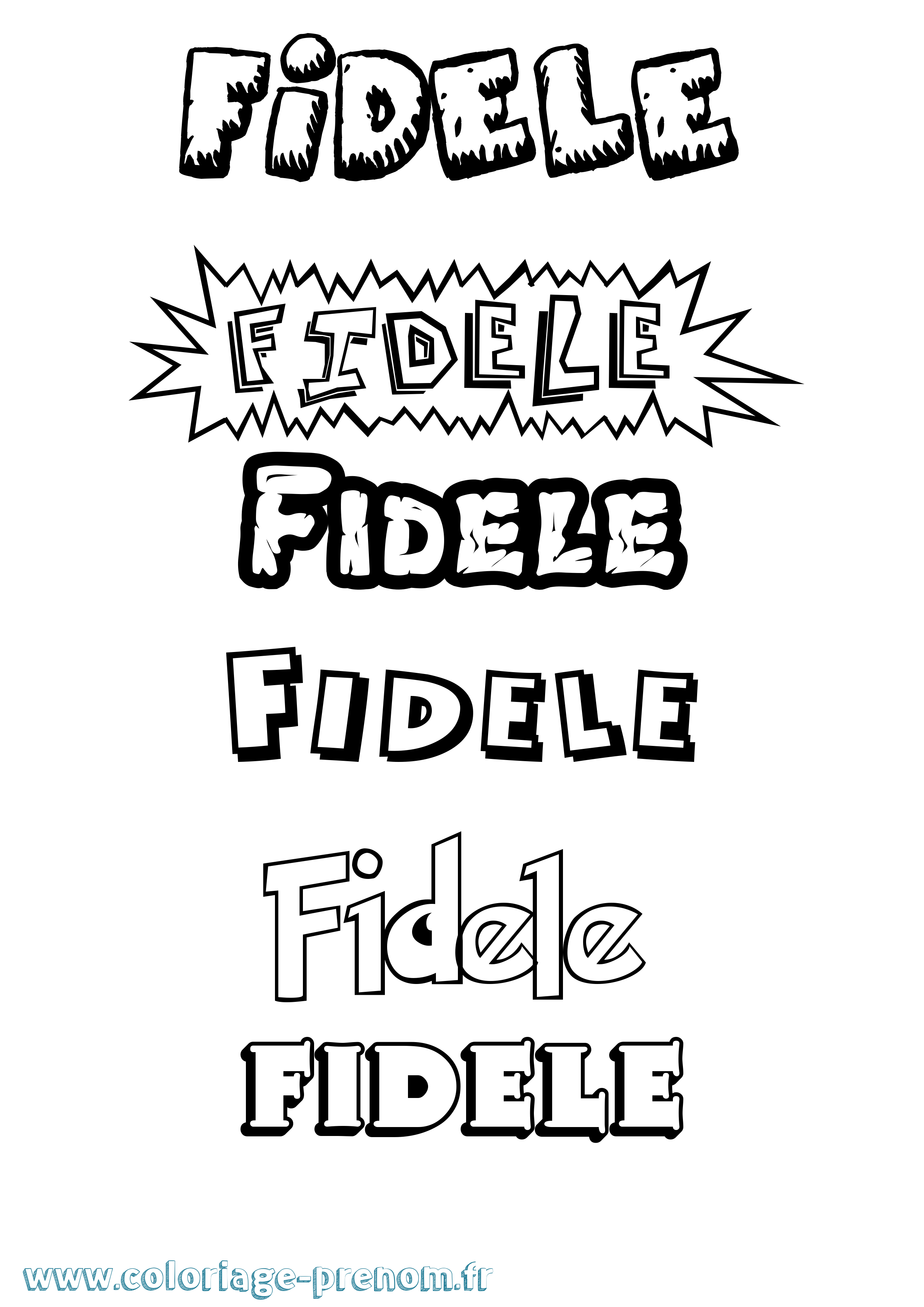 Coloriage Fidele Dessin Animé Coloriage prénom Fidele Dessin Animé