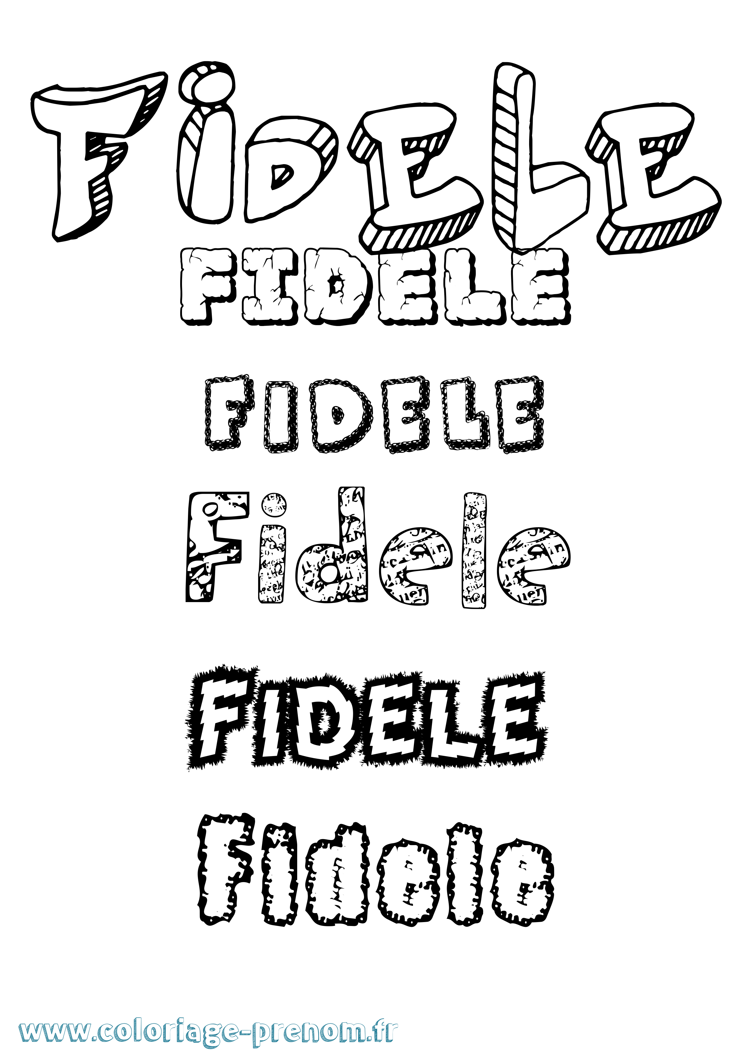 Coloriage Fidele Destructuré Coloriage prénom Fidele Destructuré