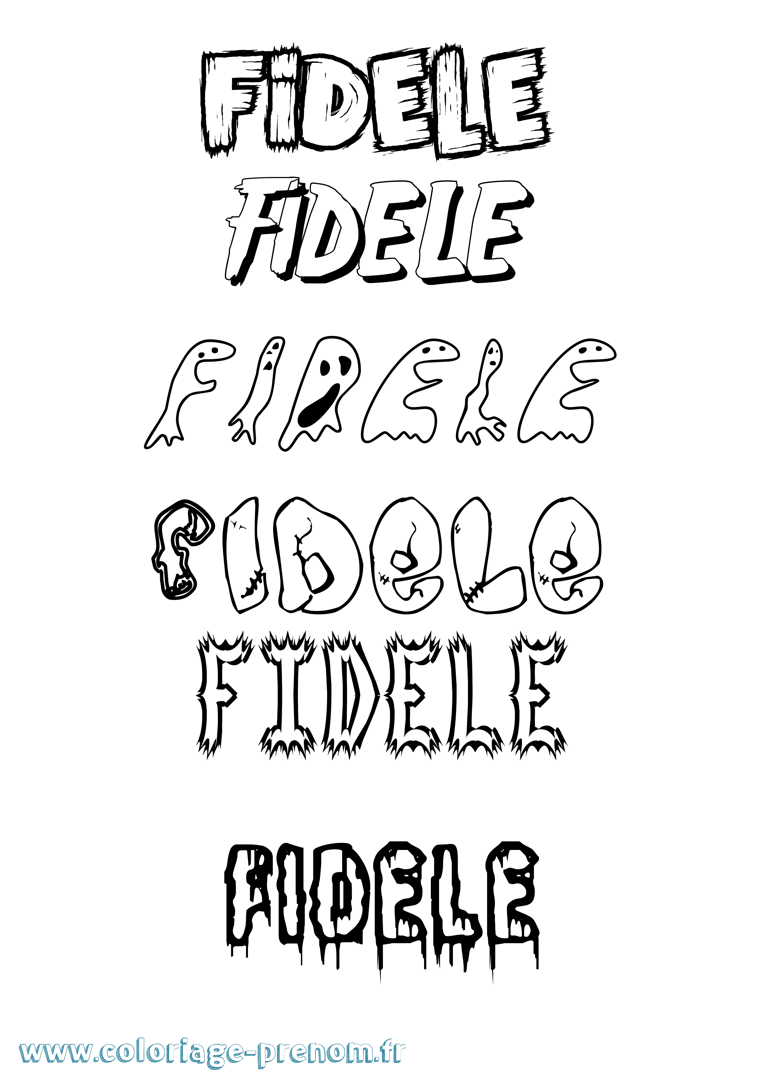 Coloriage Fidele Frisson Coloriage prénom Fidele Frisson