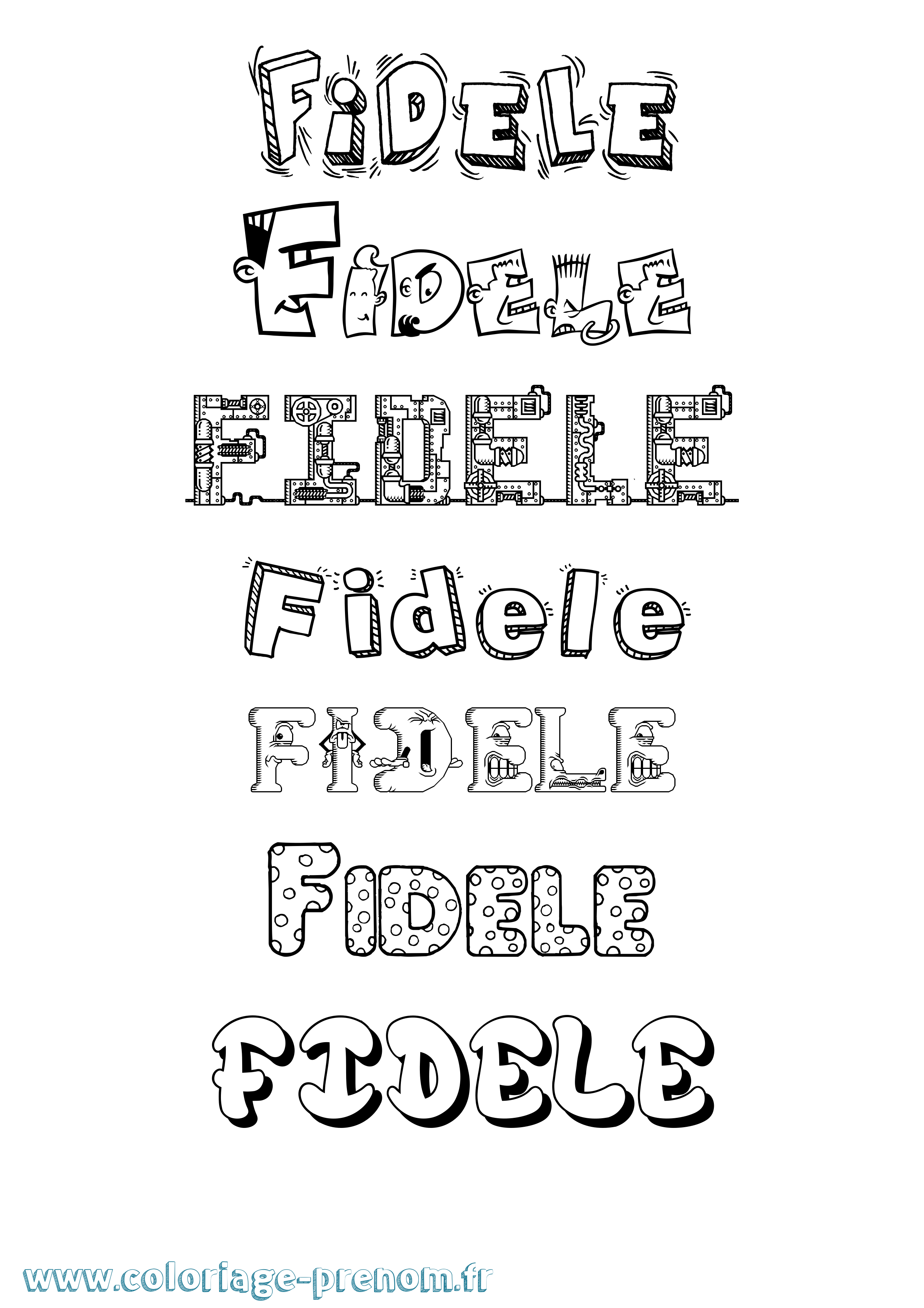 Coloriage Fidele Fun Coloriage prénom Fidele Fun