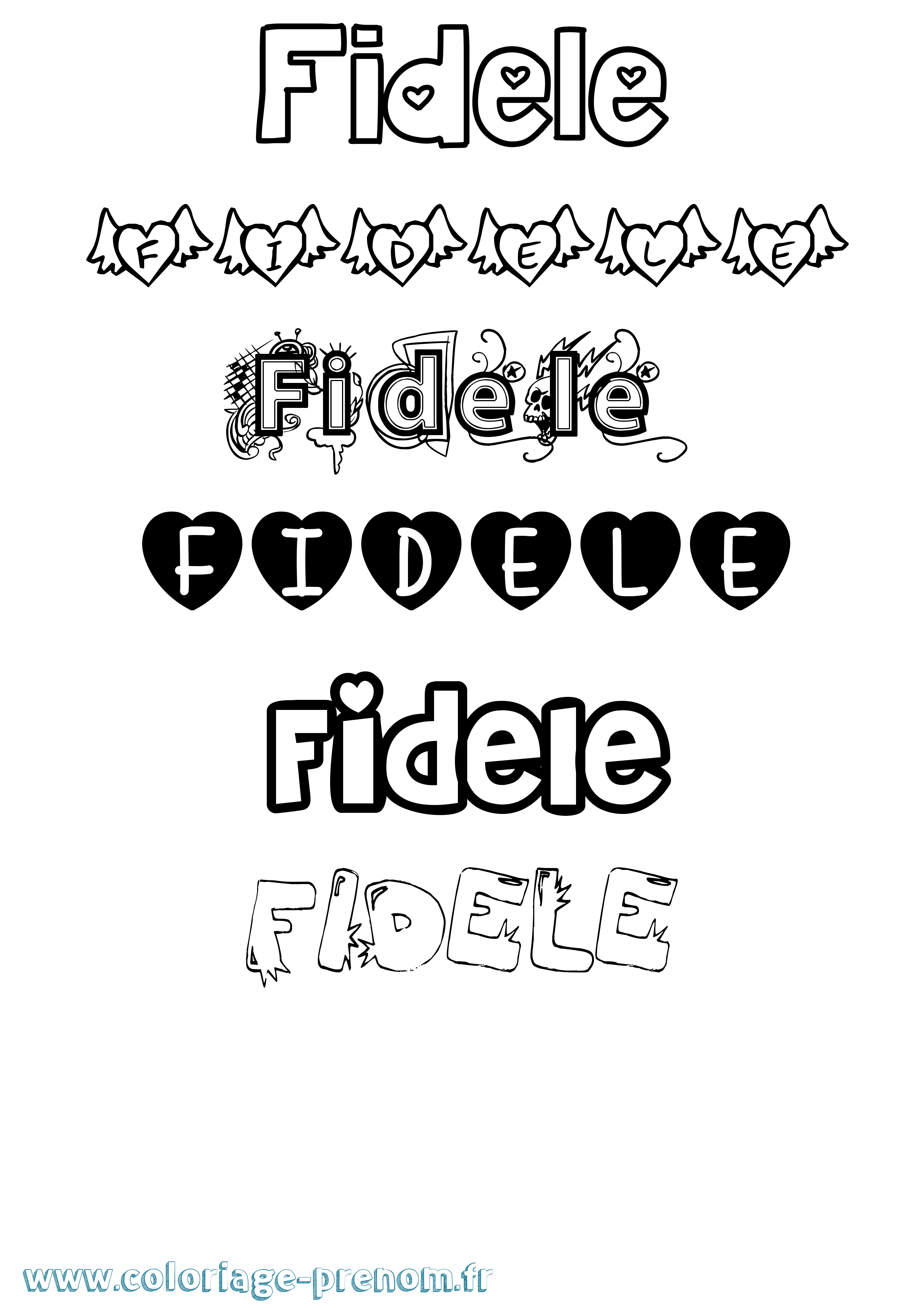 Coloriage Fidele Girly Coloriage prénom Fidele Girly