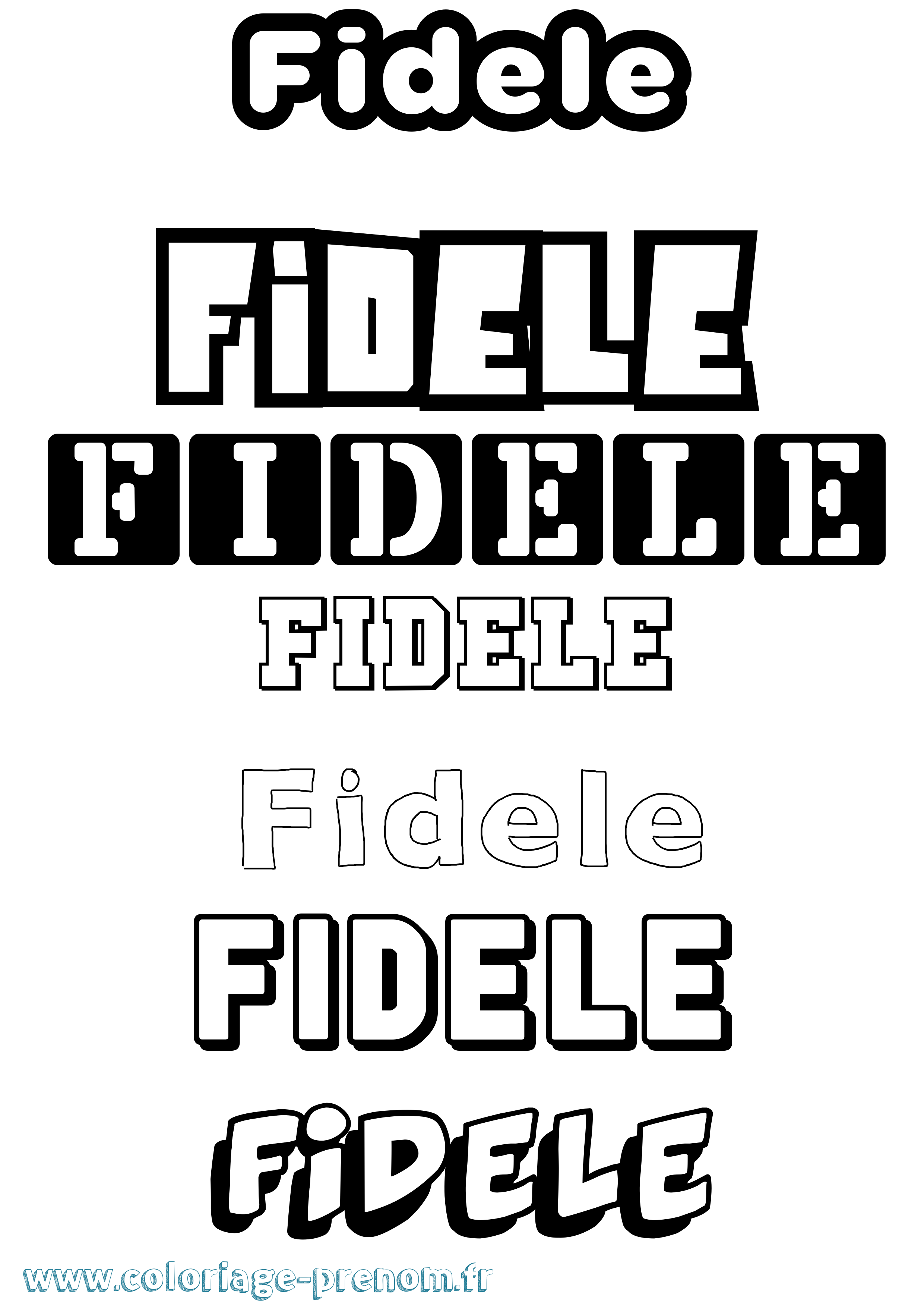 Coloriage Fidele Simple Coloriage prénom Fidele Simple