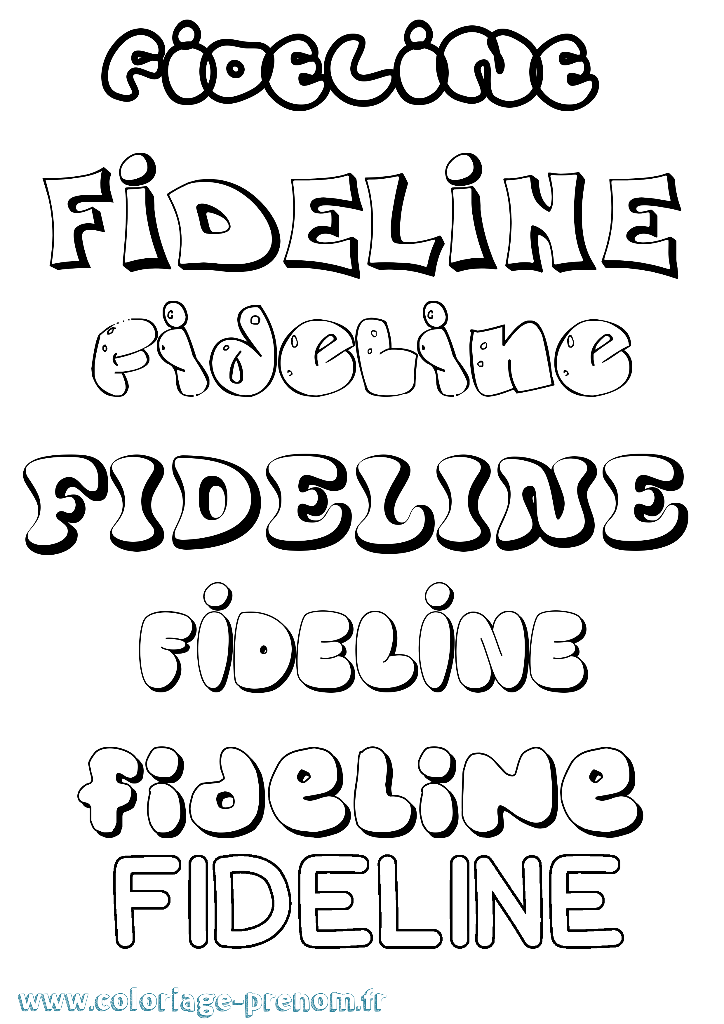 Coloriage Fideline Bubble Coloriage prénom Fideline Bubble