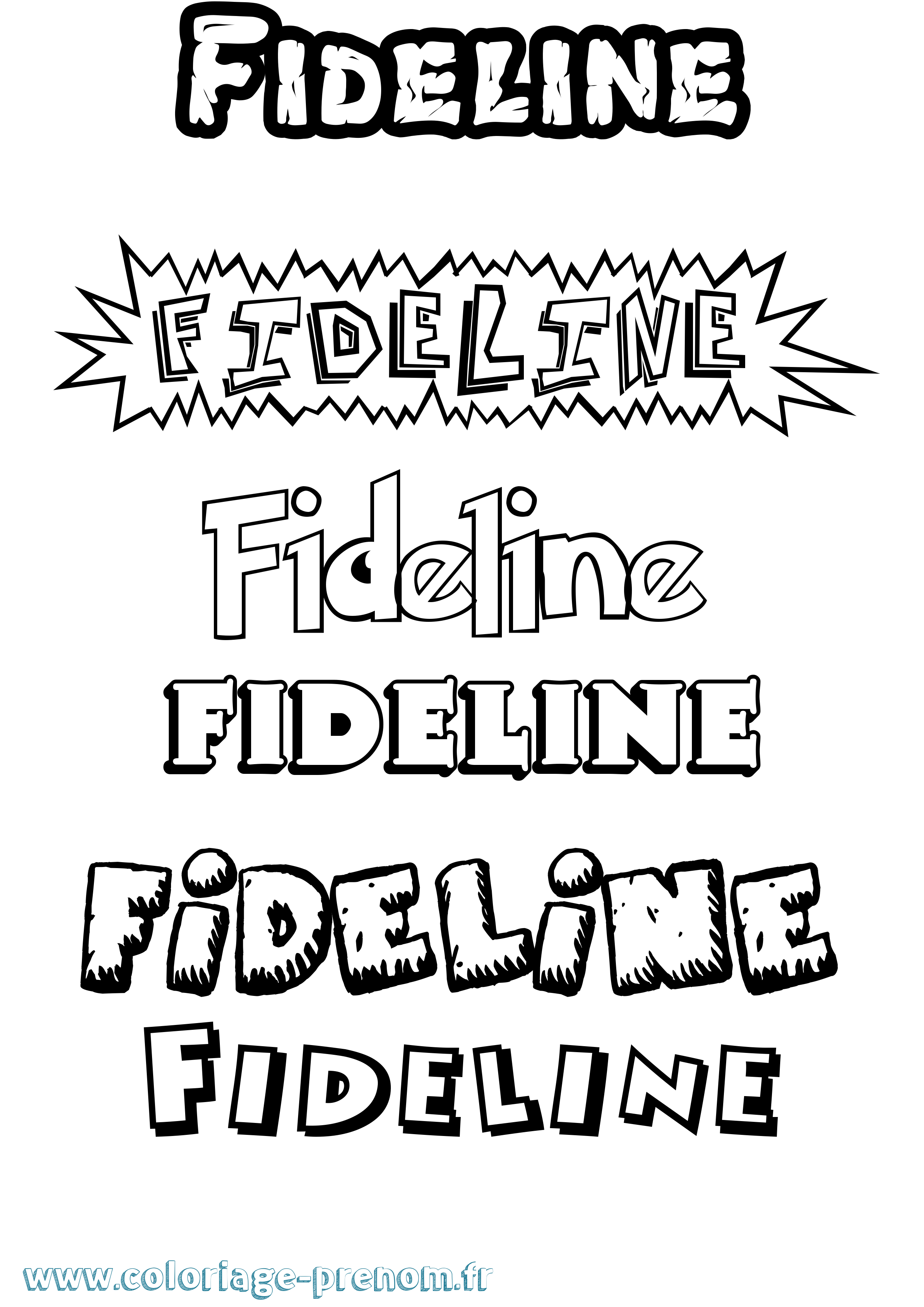 Coloriage Fideline Dessin Animé Coloriage prénom Fideline Dessin Animé