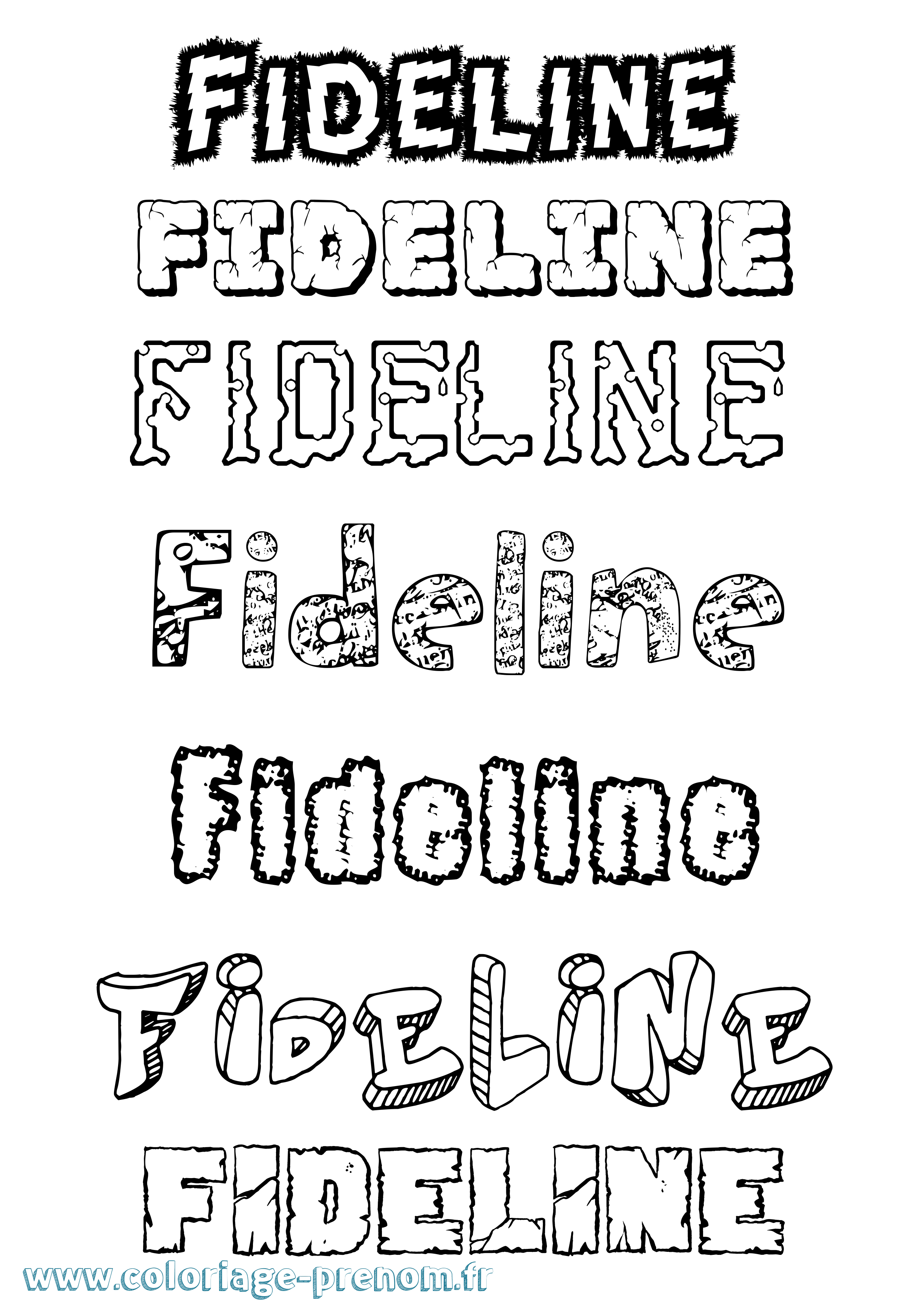 Coloriage Fideline Destructuré Coloriage prénom Fideline Destructuré