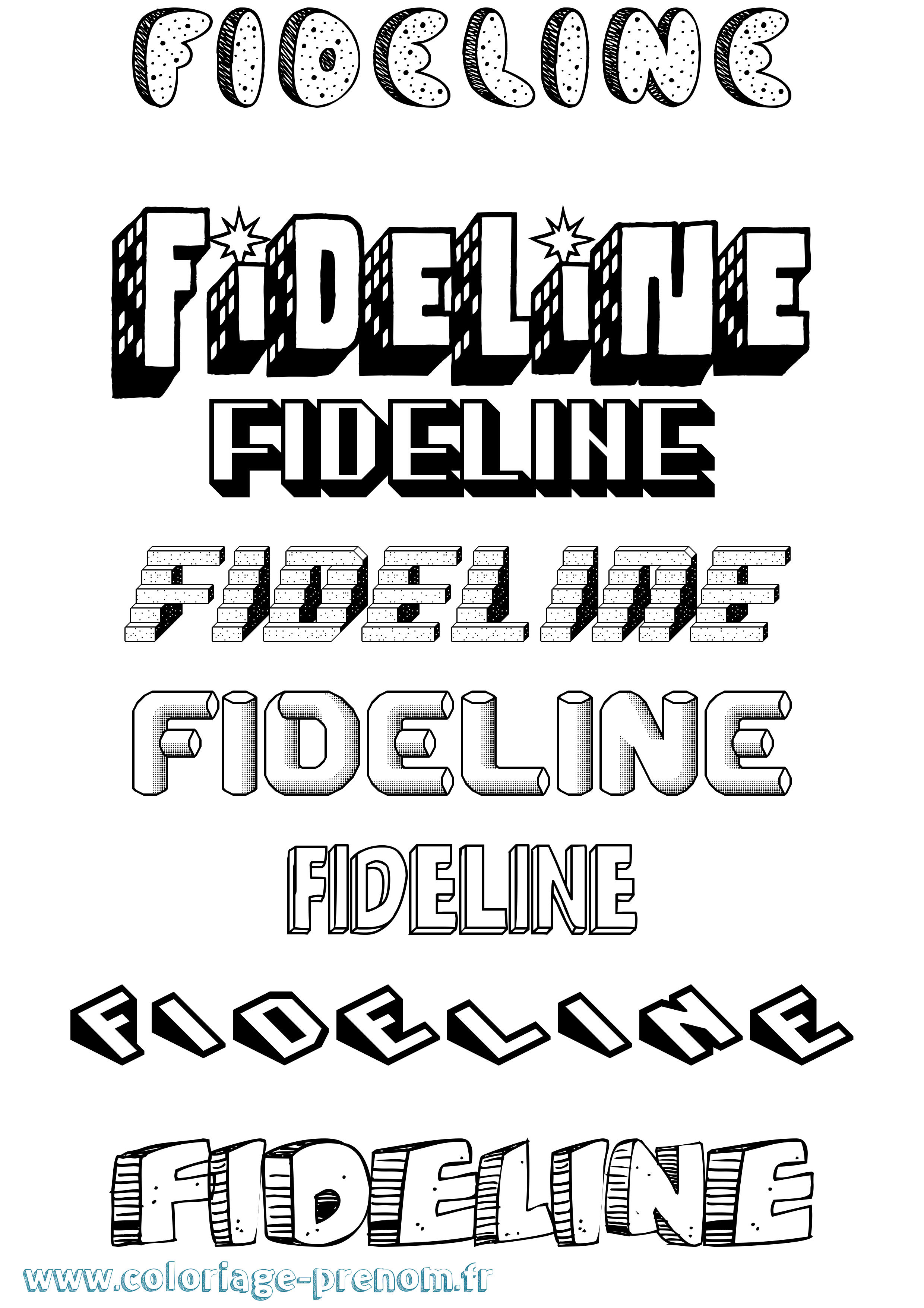 Coloriage Fideline Effet 3D Coloriage prénom Fideline Effet 3D