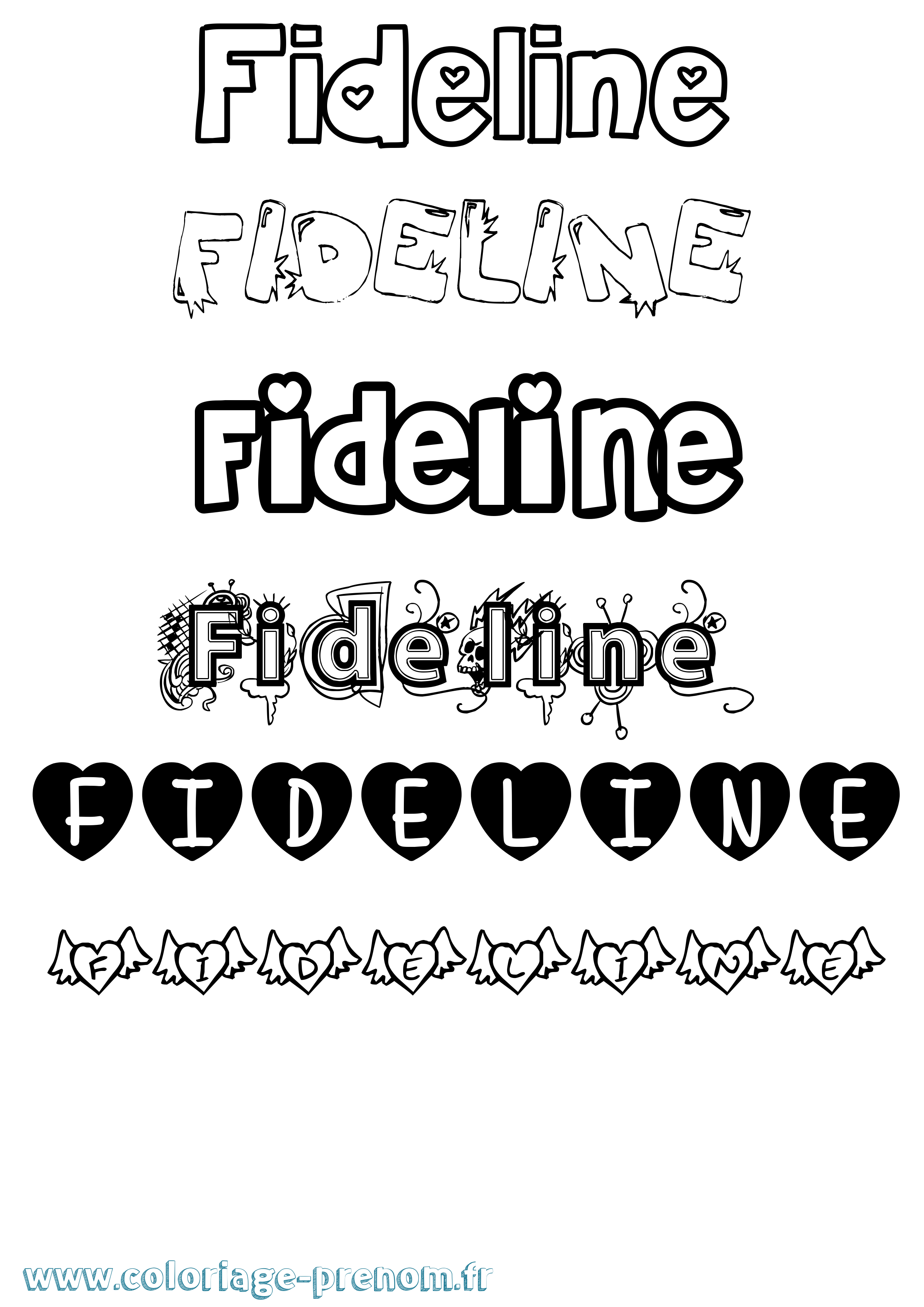 Coloriage Fideline Girly Coloriage prénom Fideline Girly