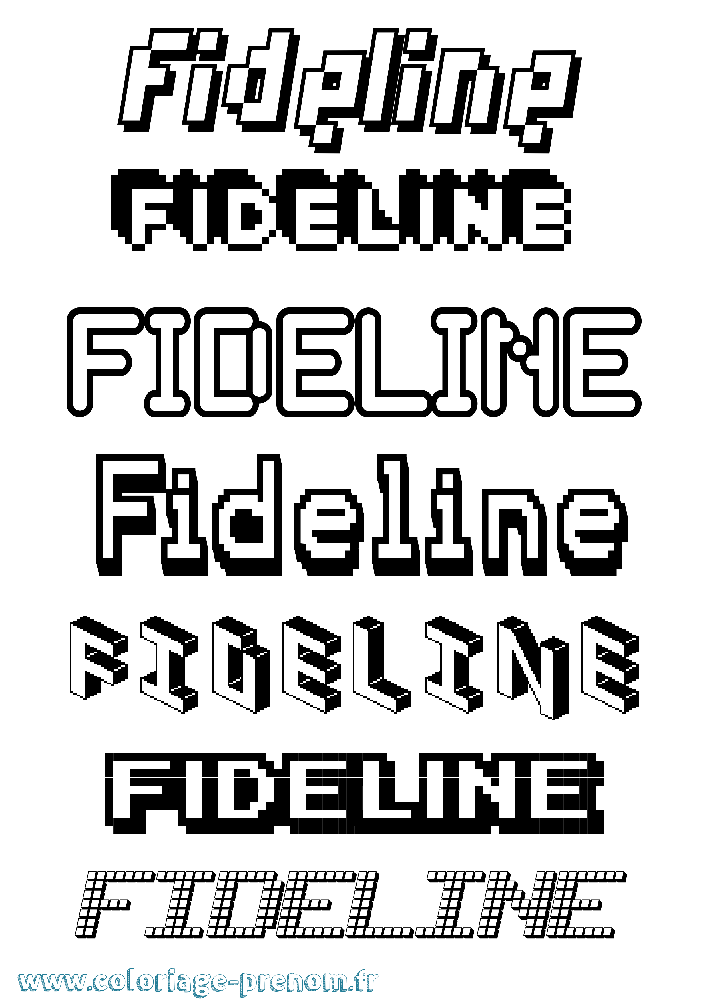 Coloriage Fideline Pixel Coloriage prénom Fideline Pixel