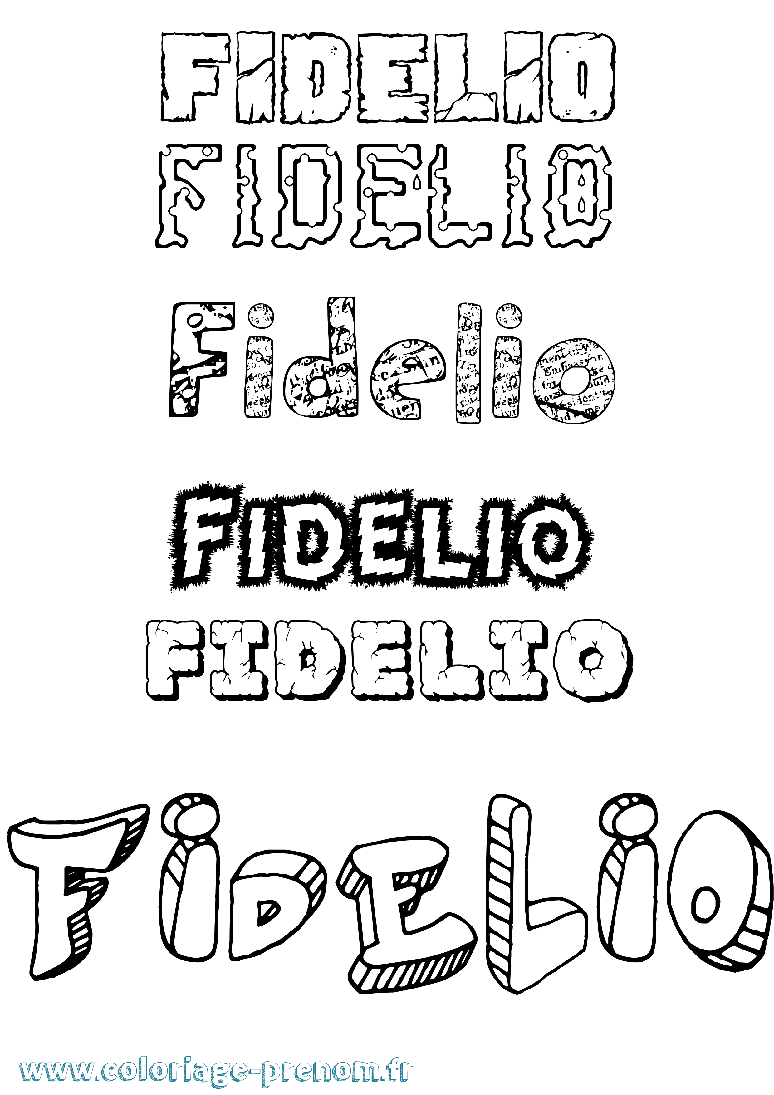 Coloriage Fidelio Destructuré Coloriage prénom Fidelio Destructuré