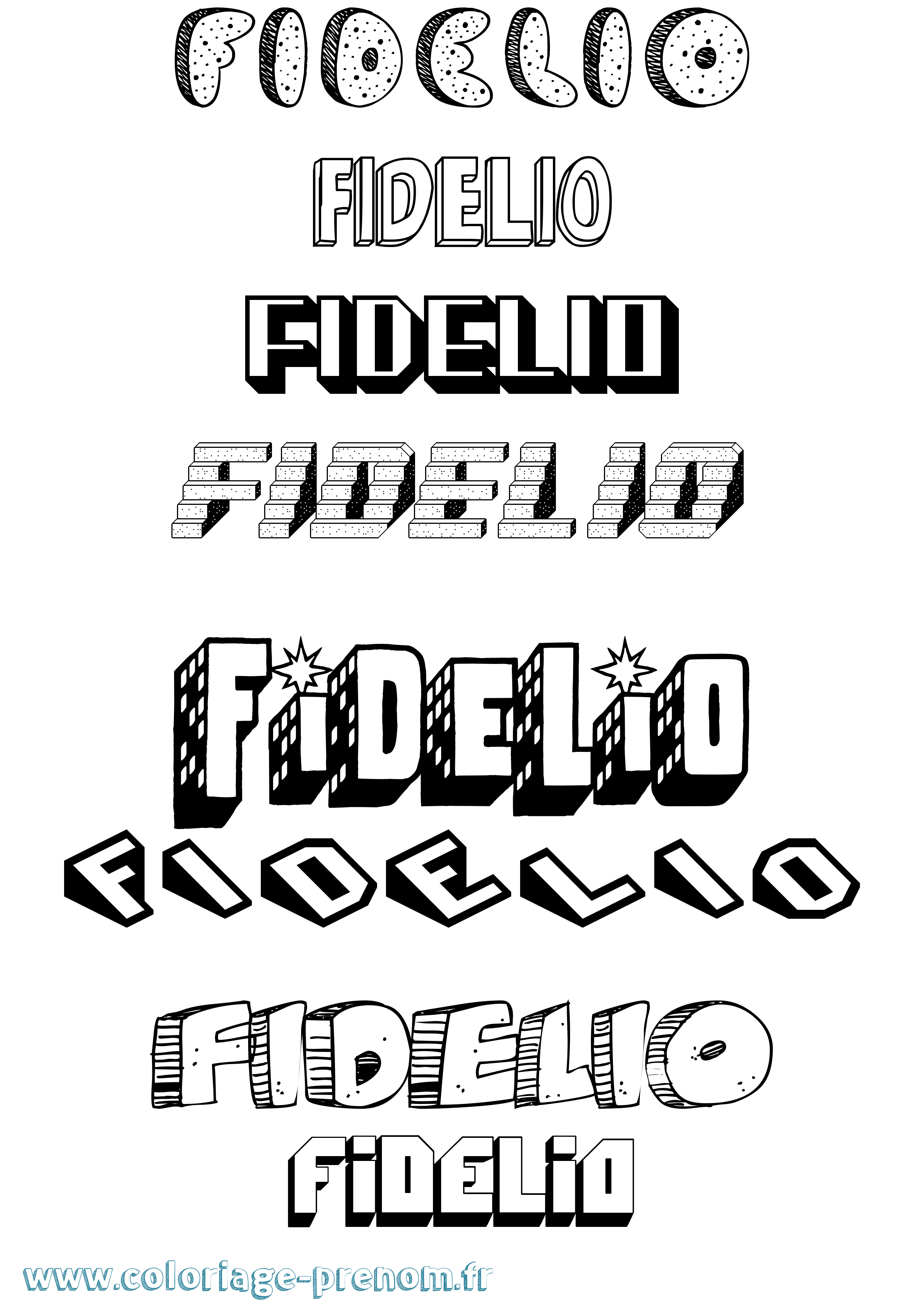 Coloriage Fidelio Effet 3D Coloriage prénom Fidelio Effet 3D