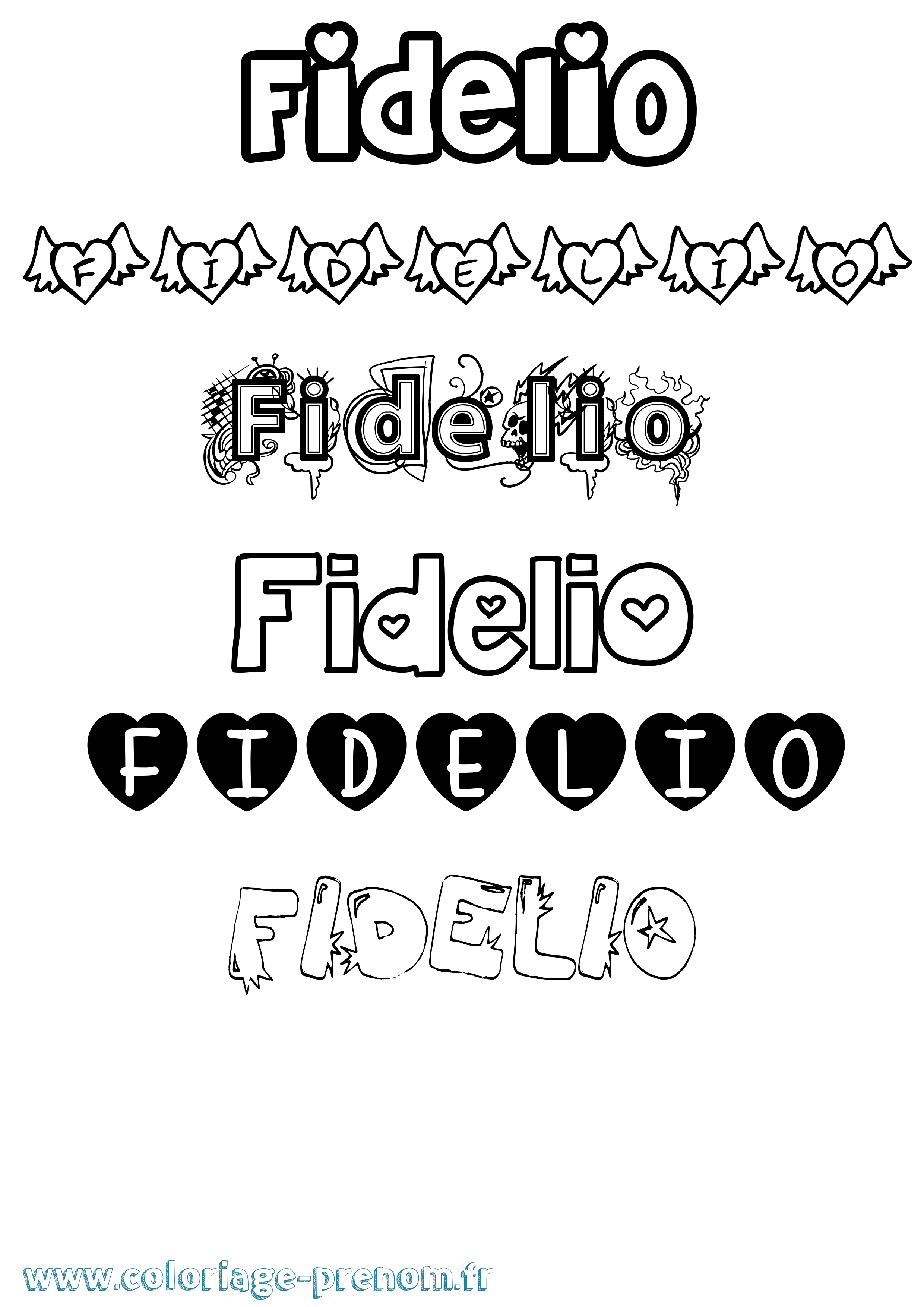 Coloriage Fidelio Girly Coloriage prénom Fidelio Girly