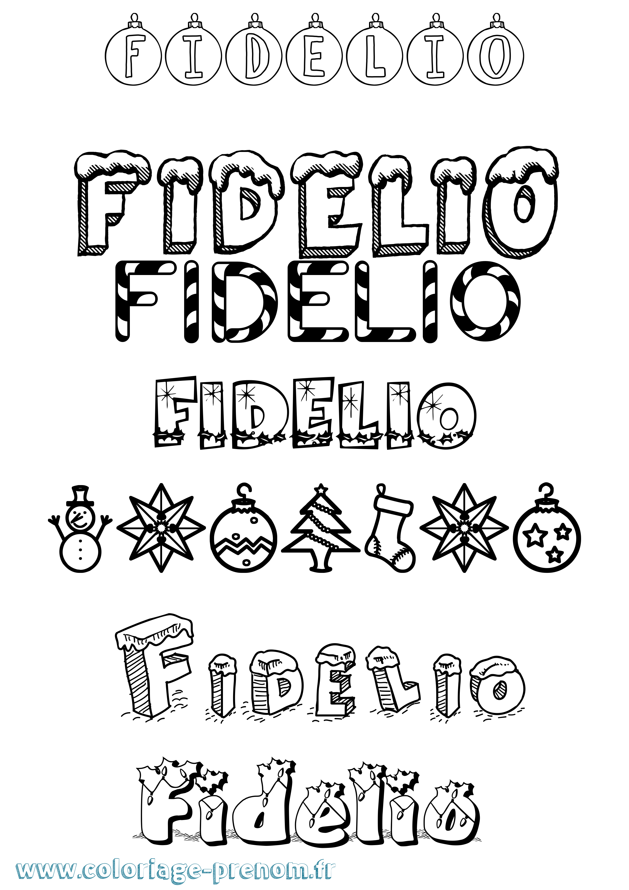 Coloriage Fidelio Noël Coloriage prénom Fidelio Noël