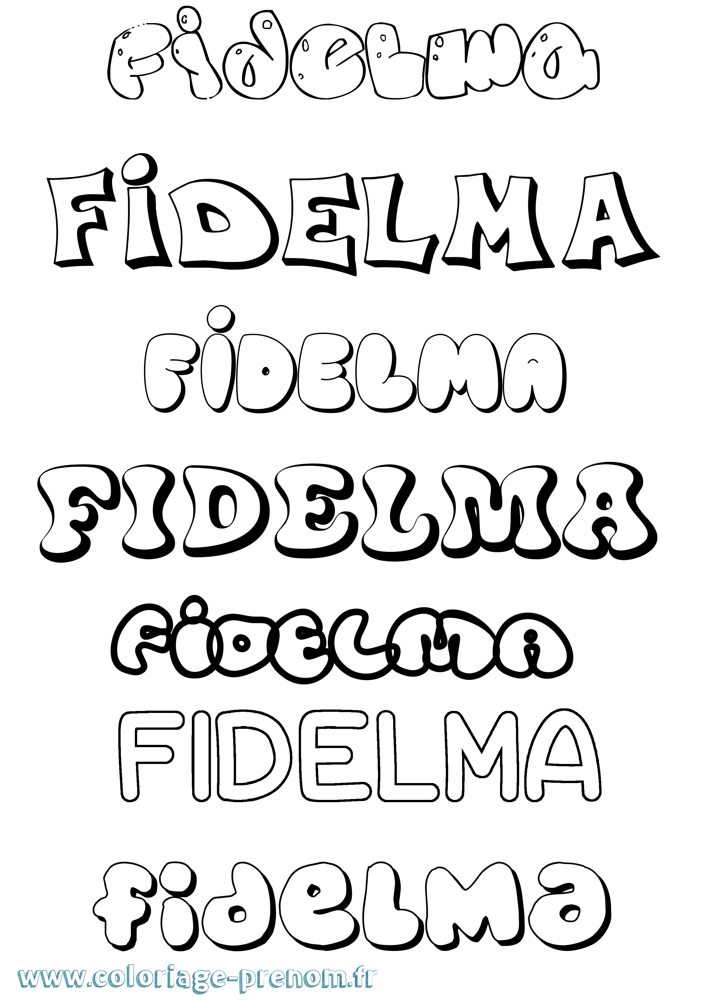 Coloriage Fidelma Bubble Coloriage prénom Fidelma Bubble