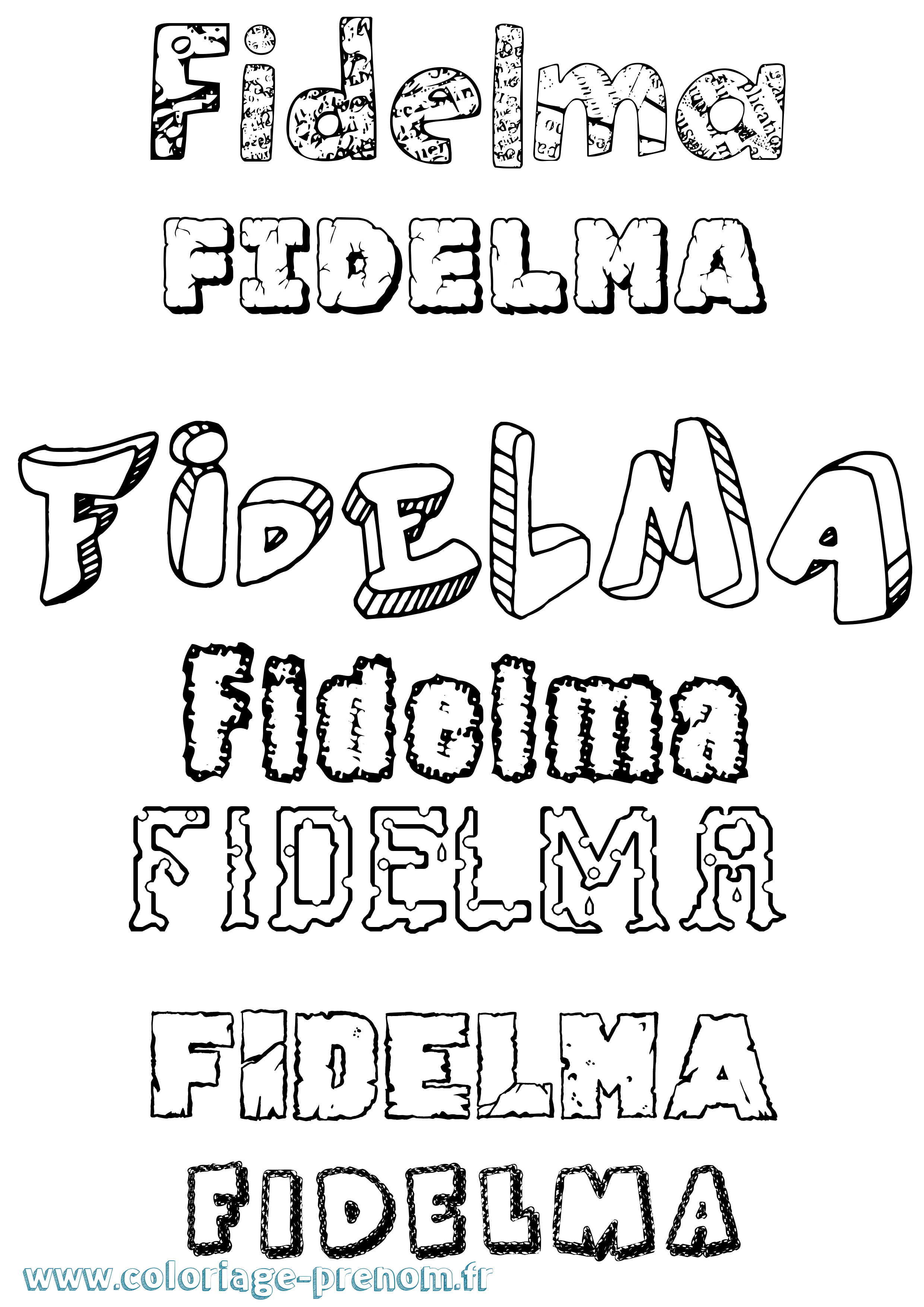 Coloriage Fidelma Destructuré Coloriage prénom Fidelma Destructuré