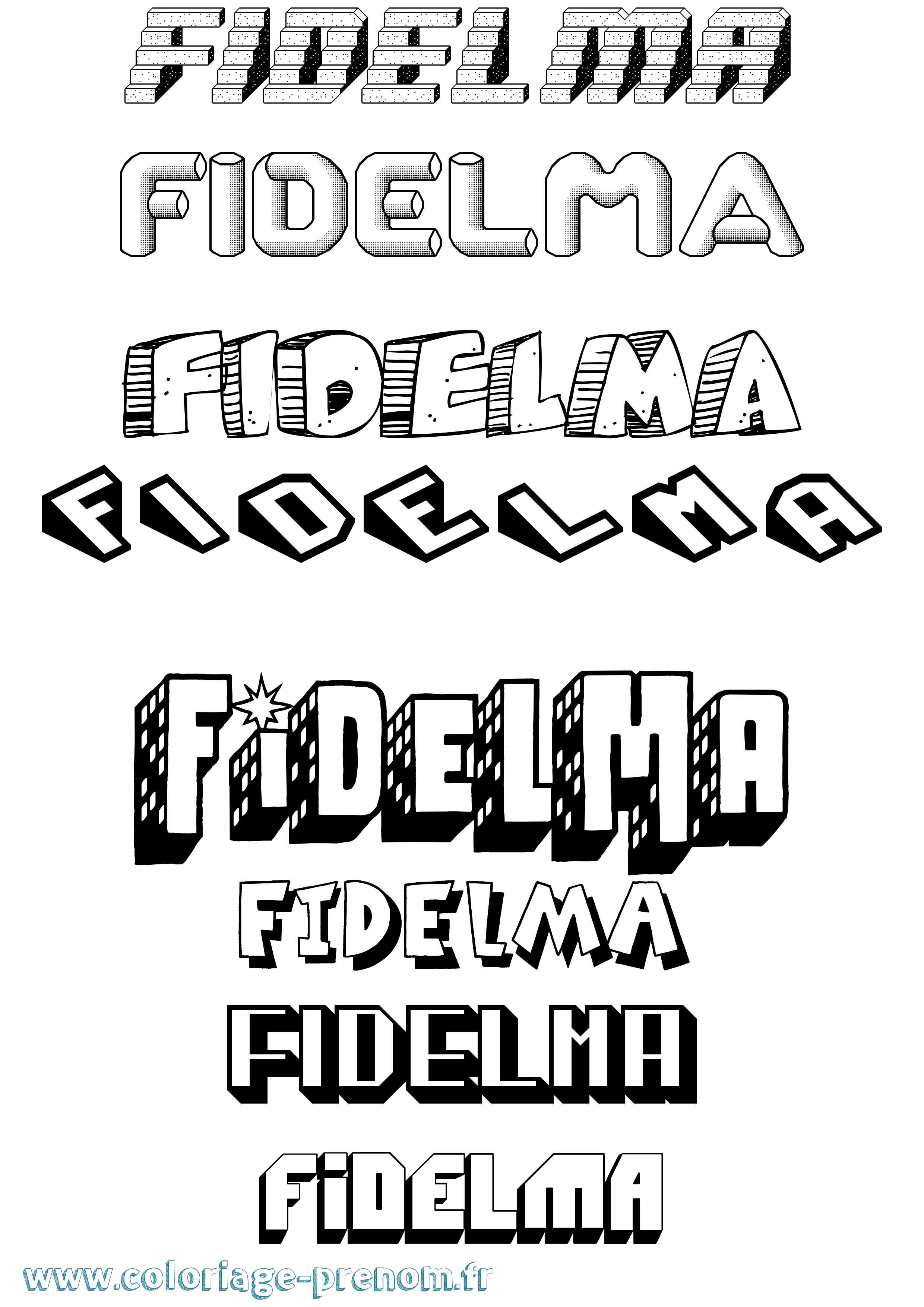 Coloriage Fidelma Effet 3D Coloriage prénom Fidelma Effet 3D