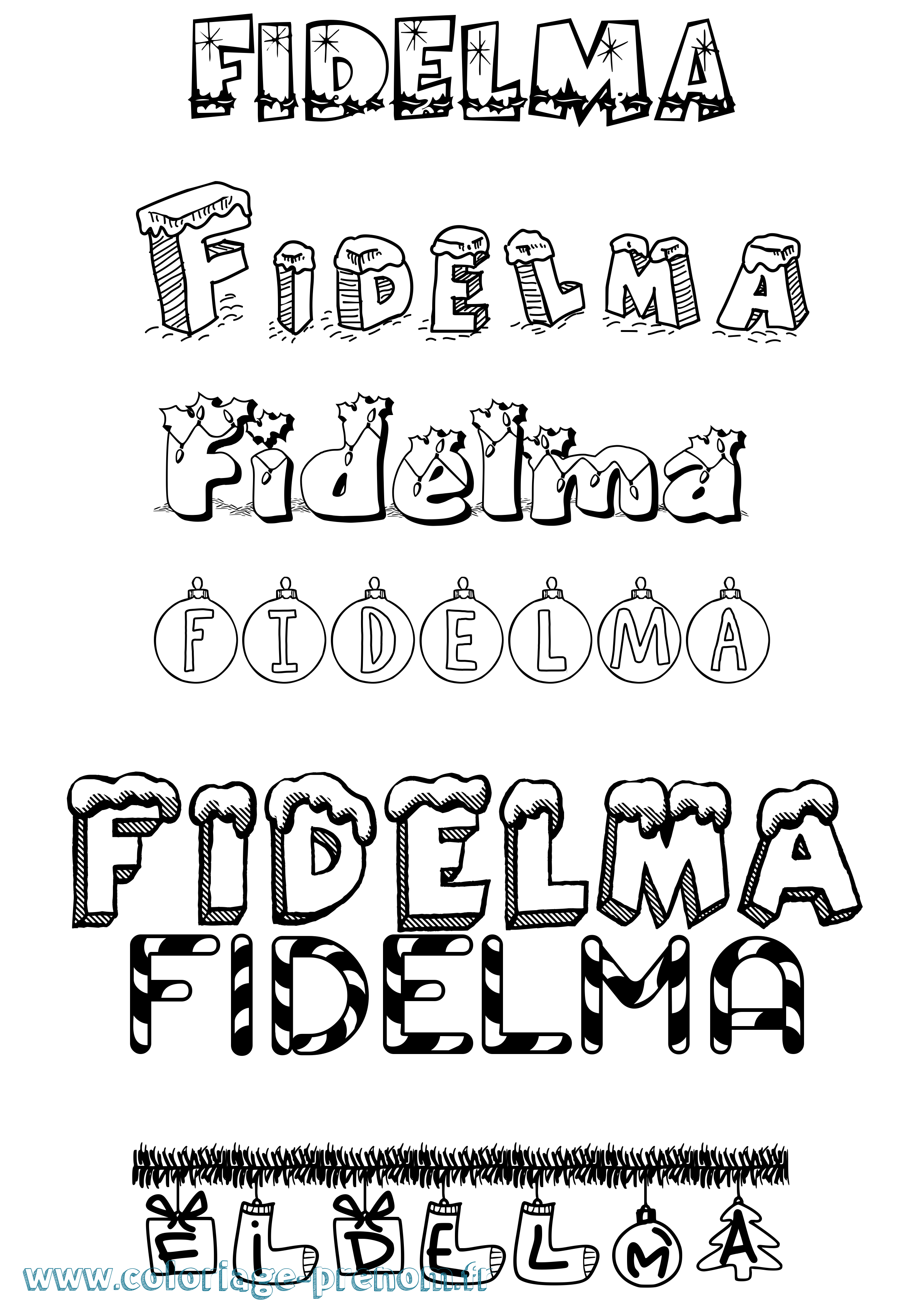Coloriage Fidelma Noël Coloriage prénom Fidelma Noël