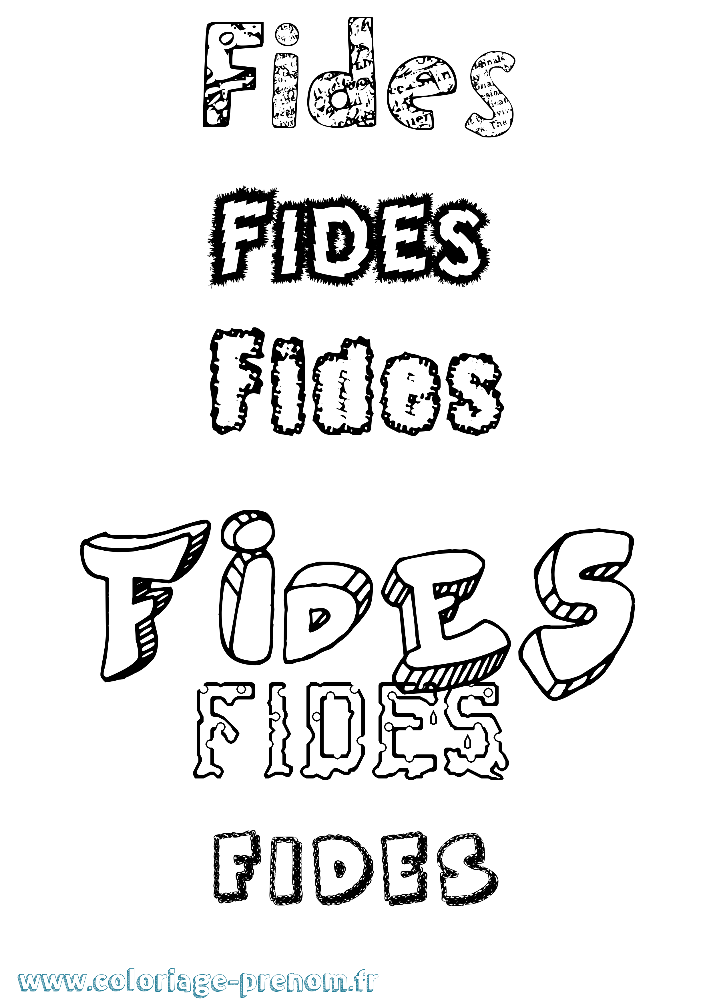 Coloriage Fides Destructuré Coloriage prénom Fides Destructuré