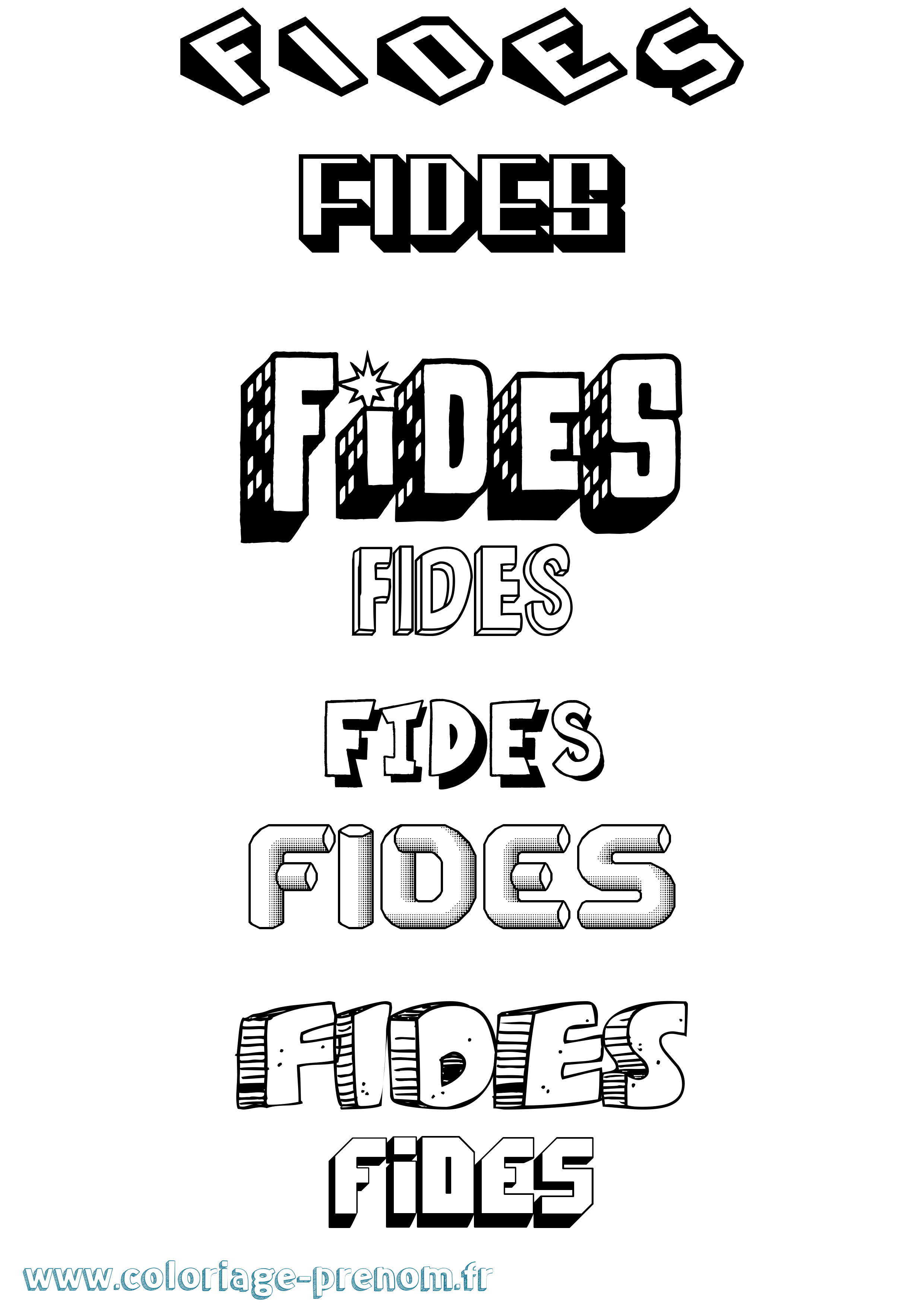 Coloriage Fides Effet 3D Coloriage prénom Fides Effet 3D