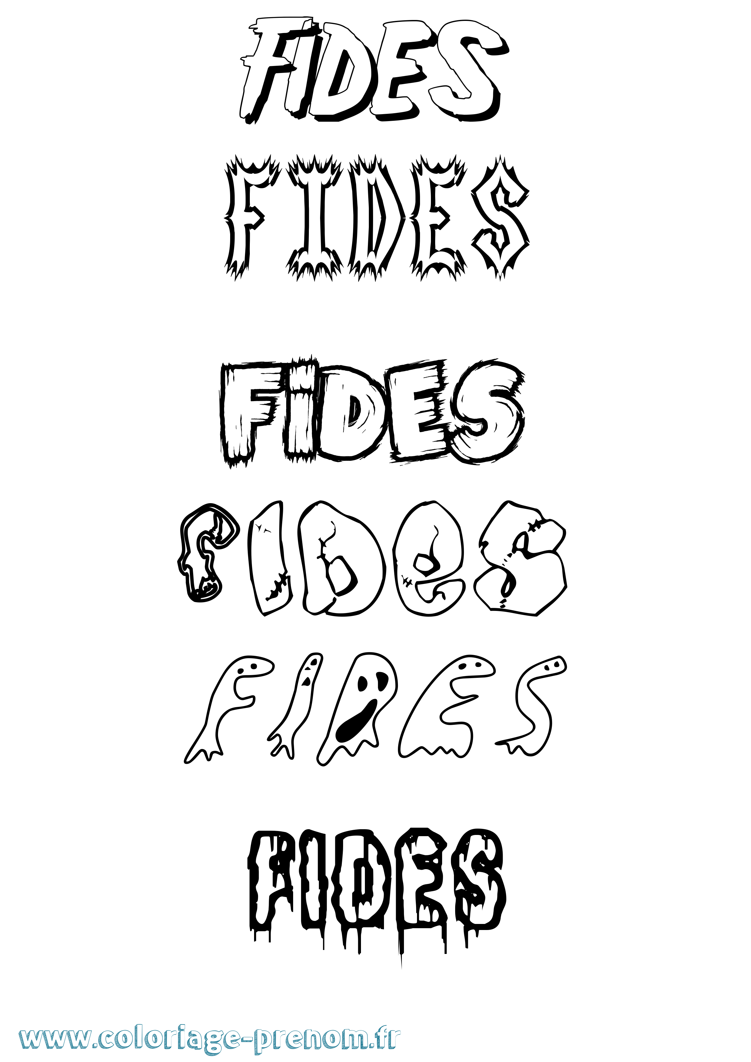 Coloriage Fides Frisson Coloriage prénom Fides Frisson