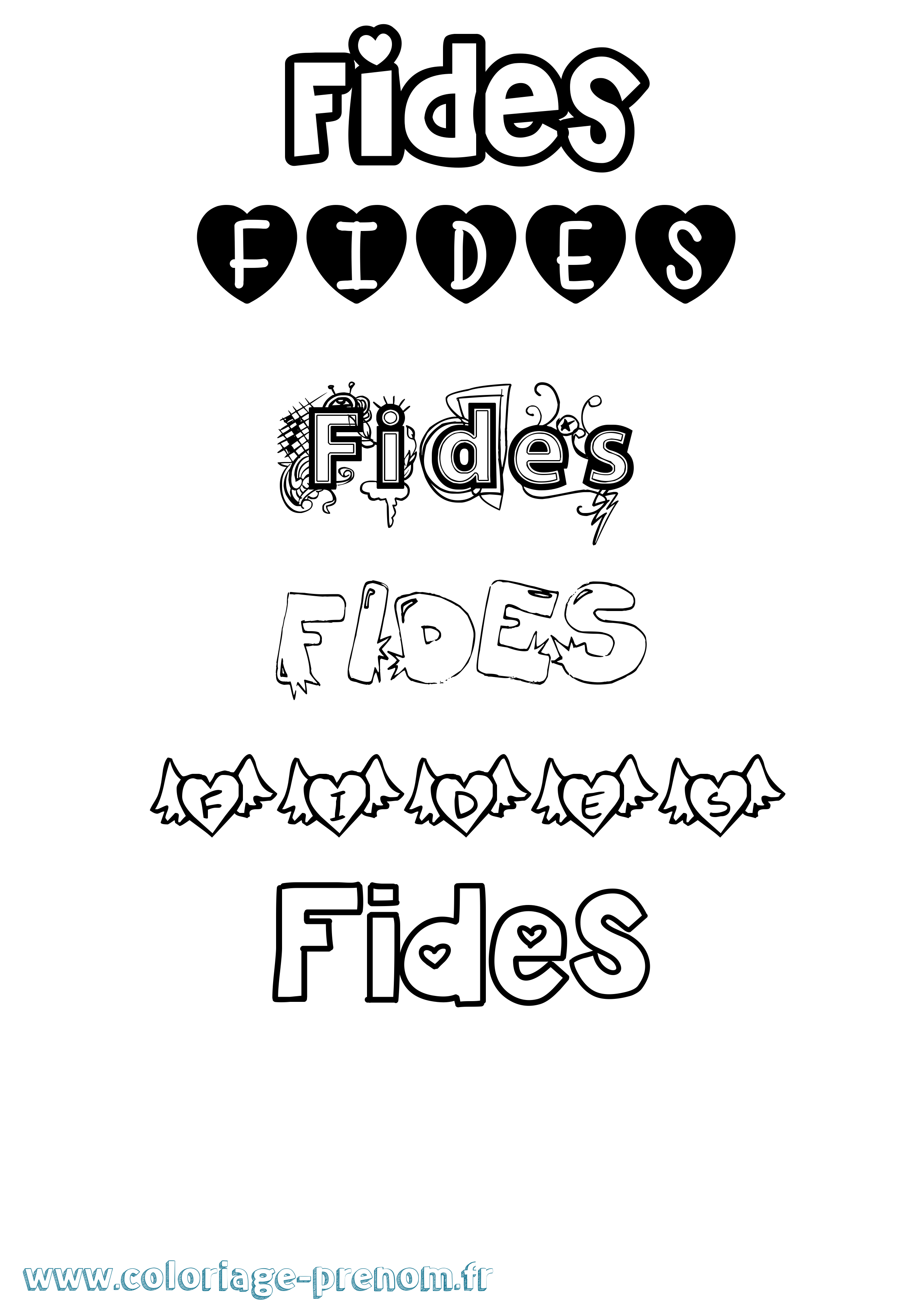 Coloriage Fides Girly Coloriage prénom Fides Girly