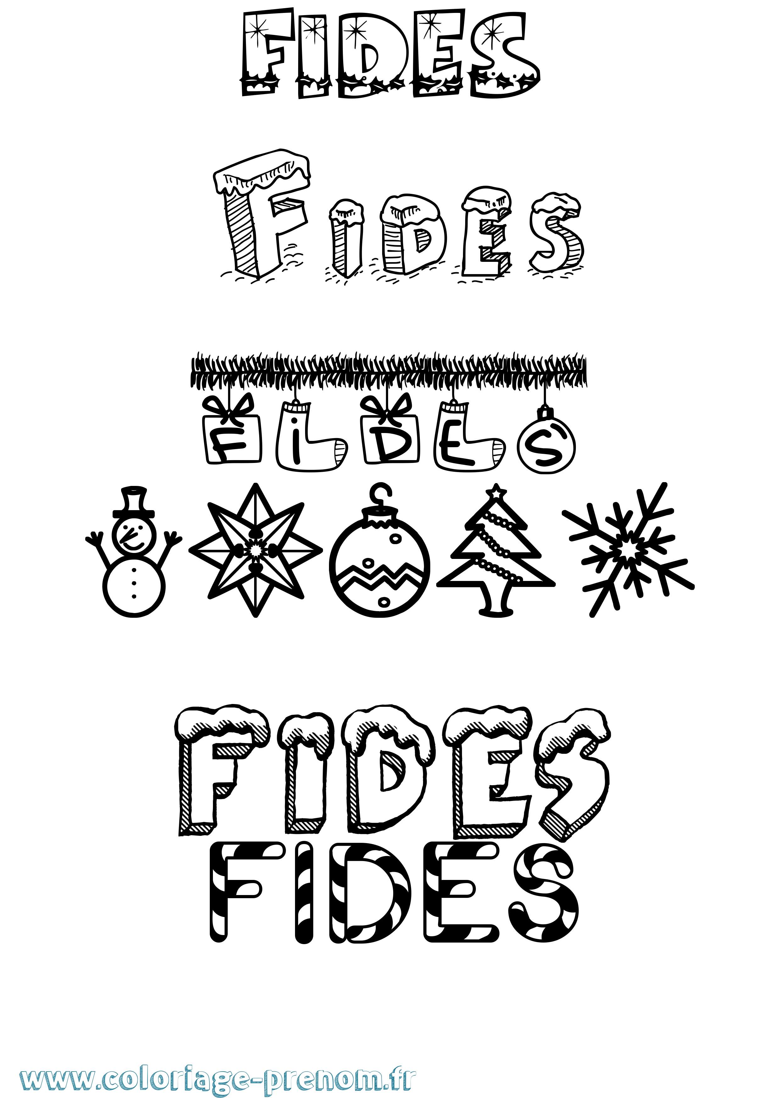 Coloriage Fides Noël Coloriage prénom Fides Noël