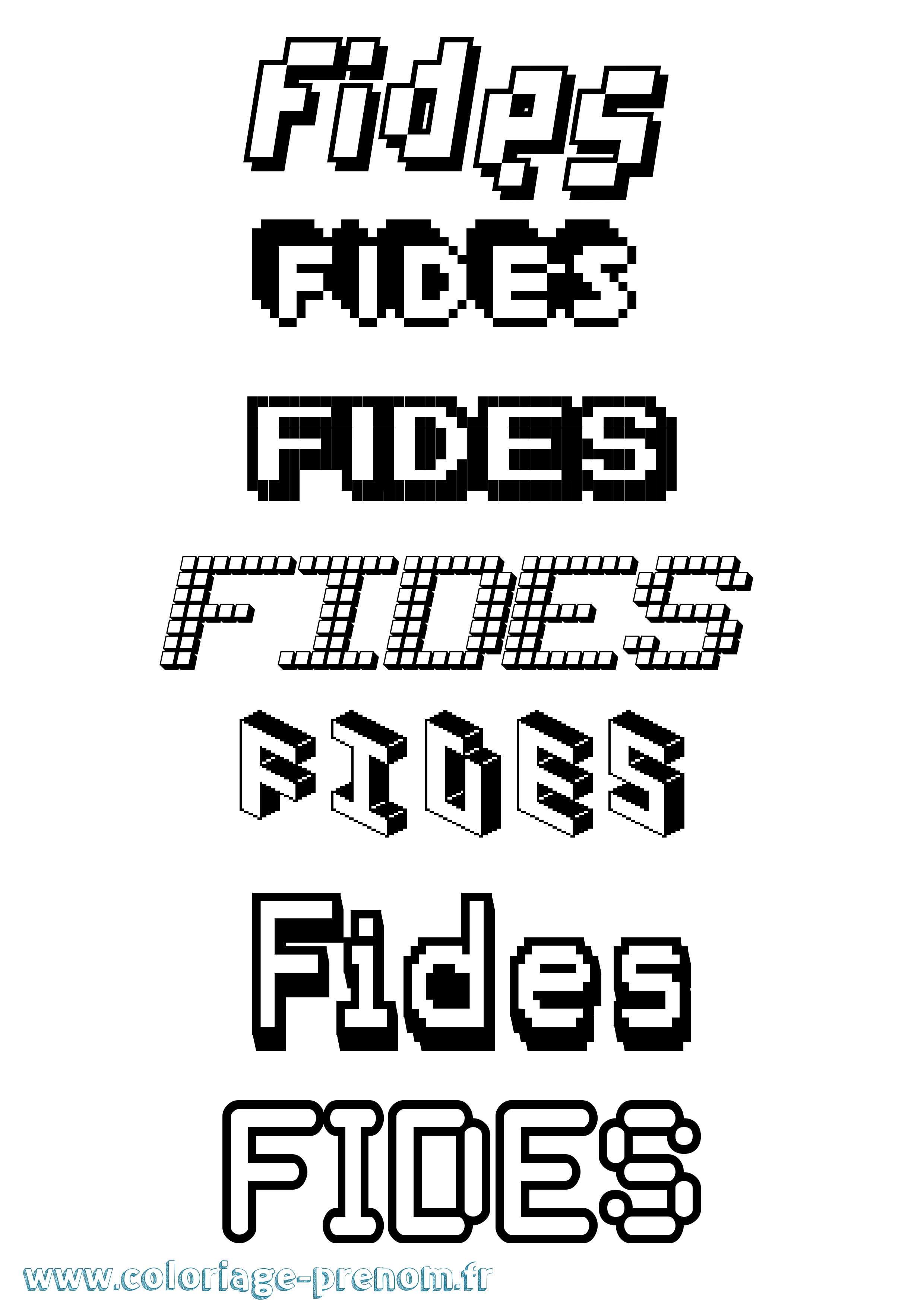 Coloriage Fides Pixel Coloriage prénom Fides Pixel