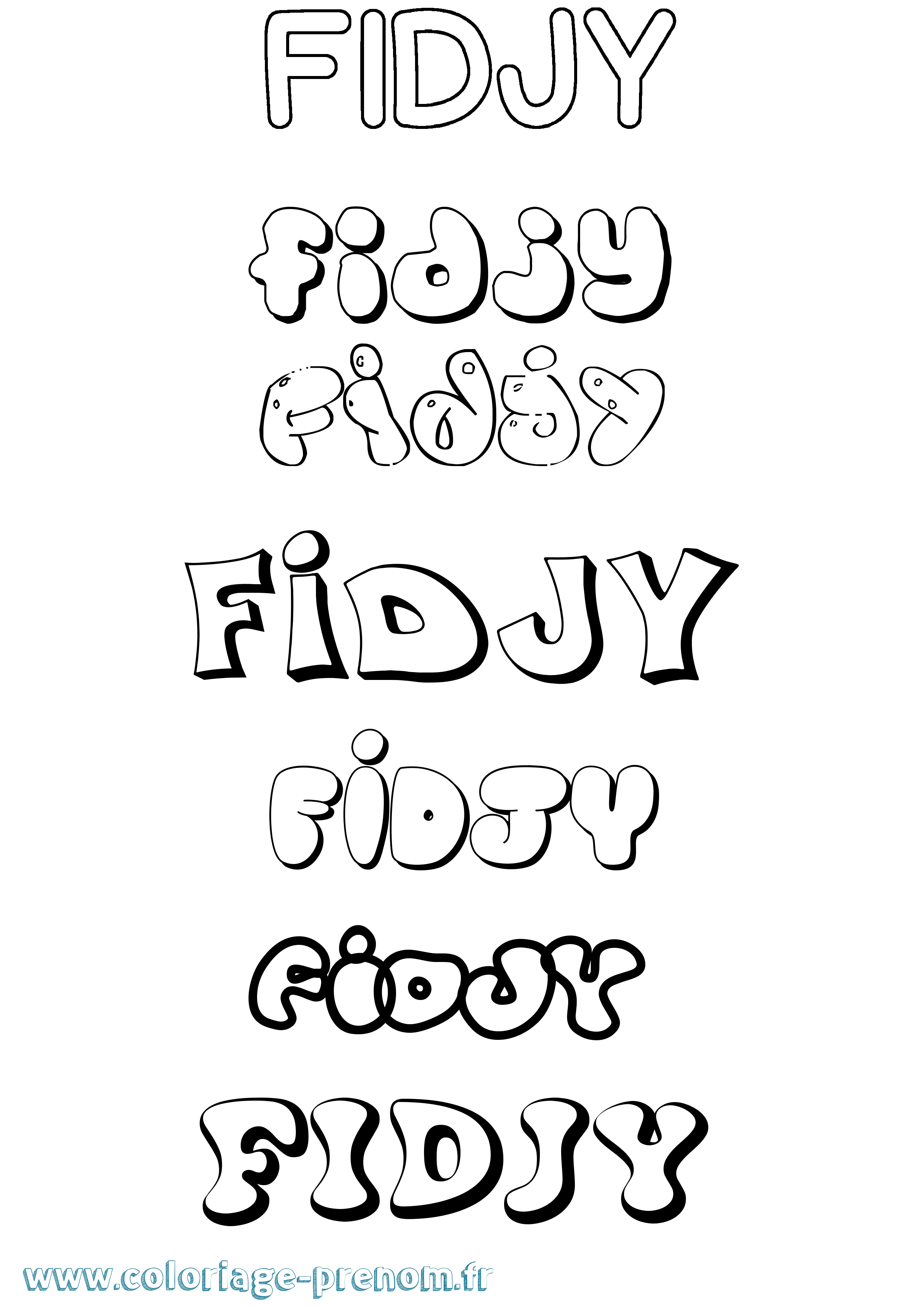 Coloriage Fidjy Bubble Coloriage prénom Fidjy Bubble