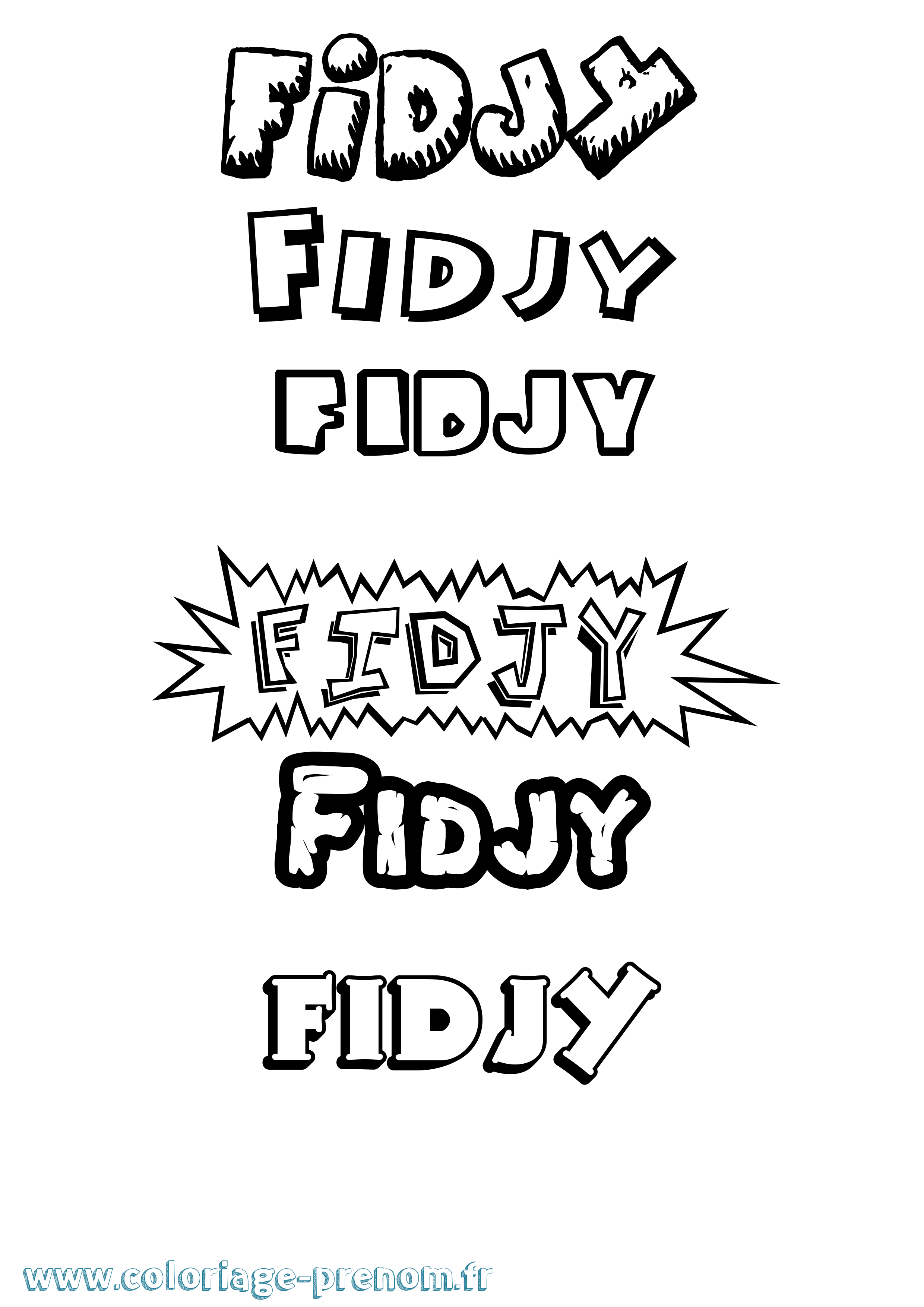 Coloriage Fidjy Dessin Animé Coloriage prénom Fidjy Dessin Animé