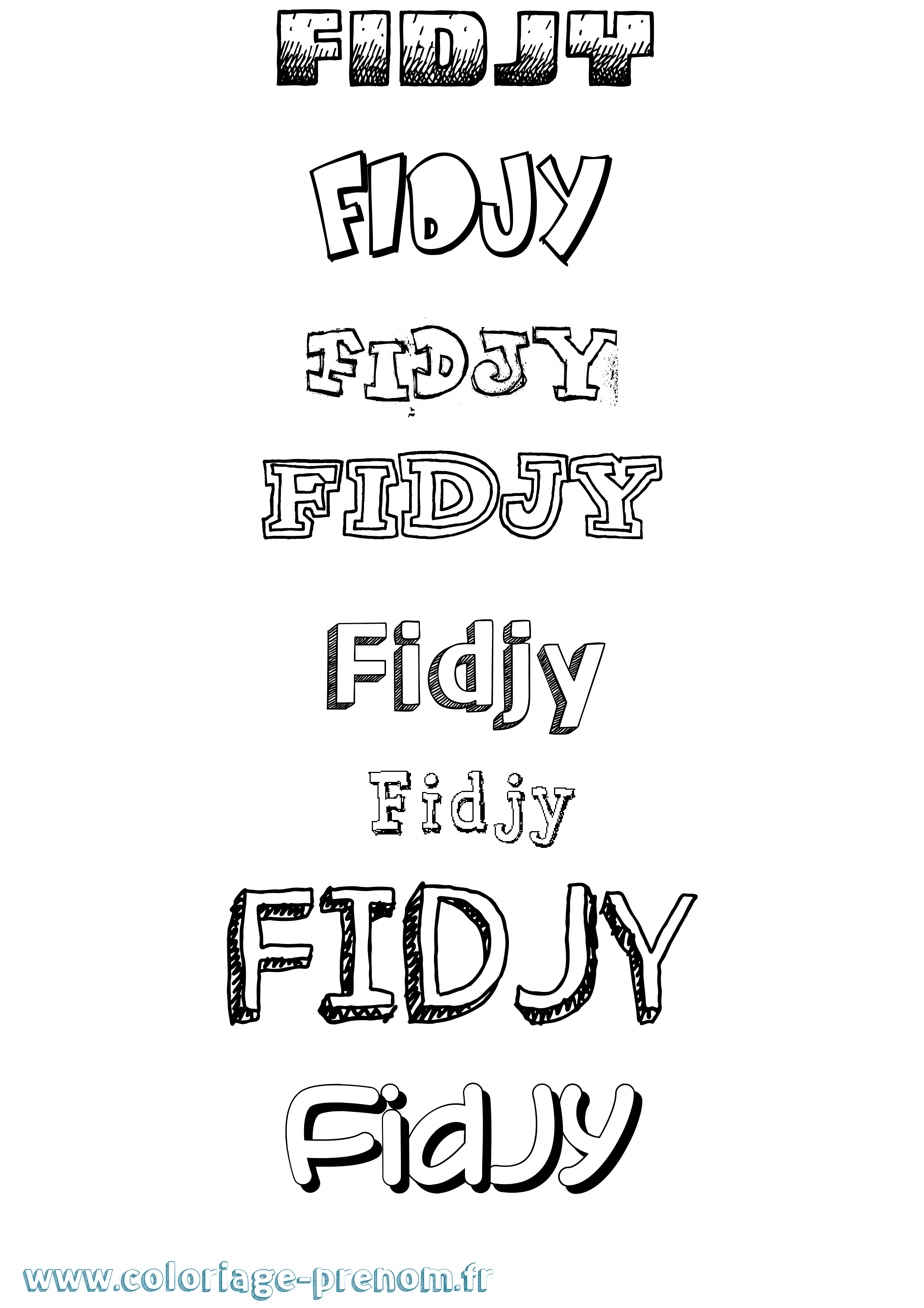 Coloriage Fidjy Dessiné Coloriage prénom Fidjy Dessiné