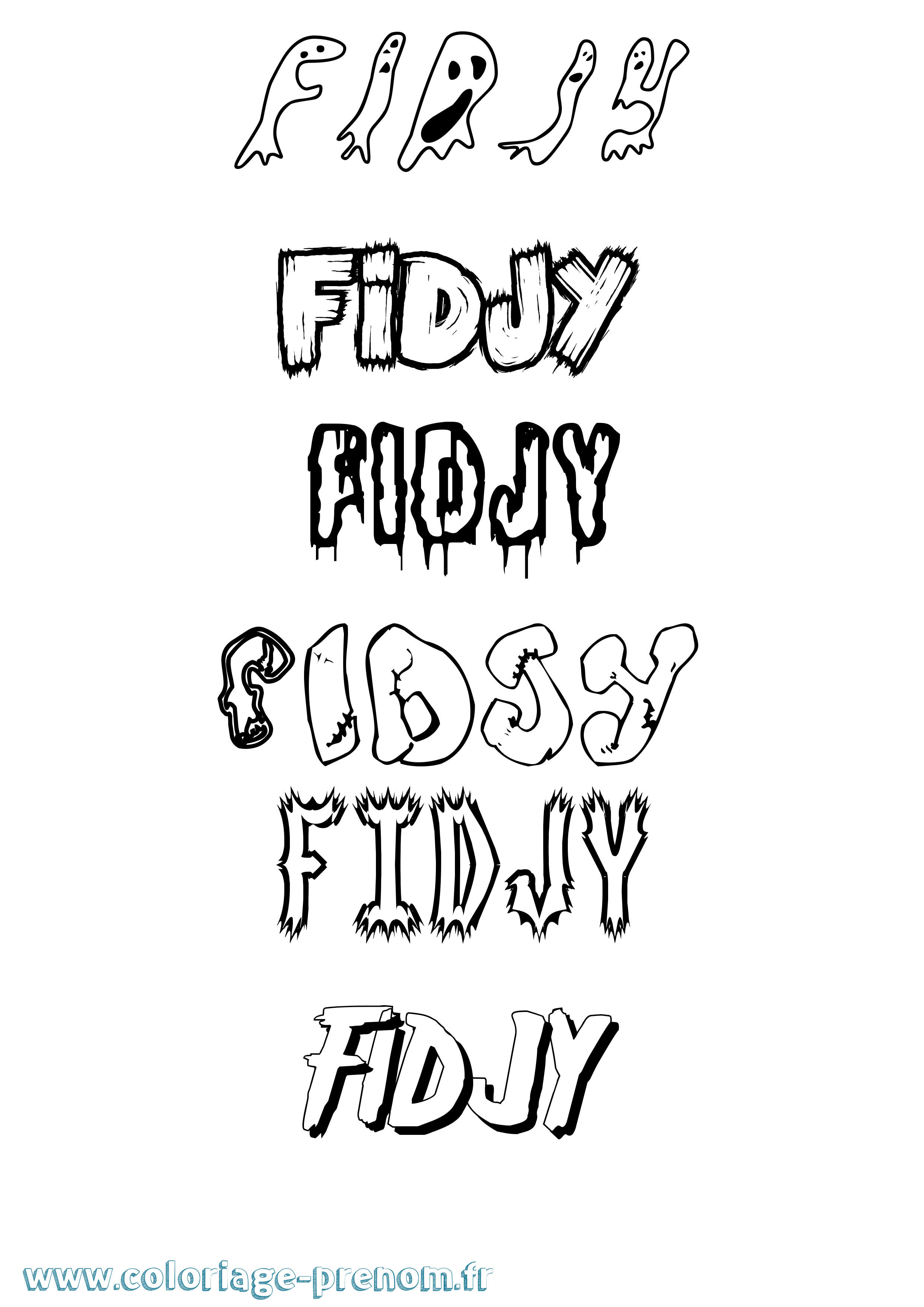 Coloriage Fidjy Frisson Coloriage prénom Fidjy Frisson