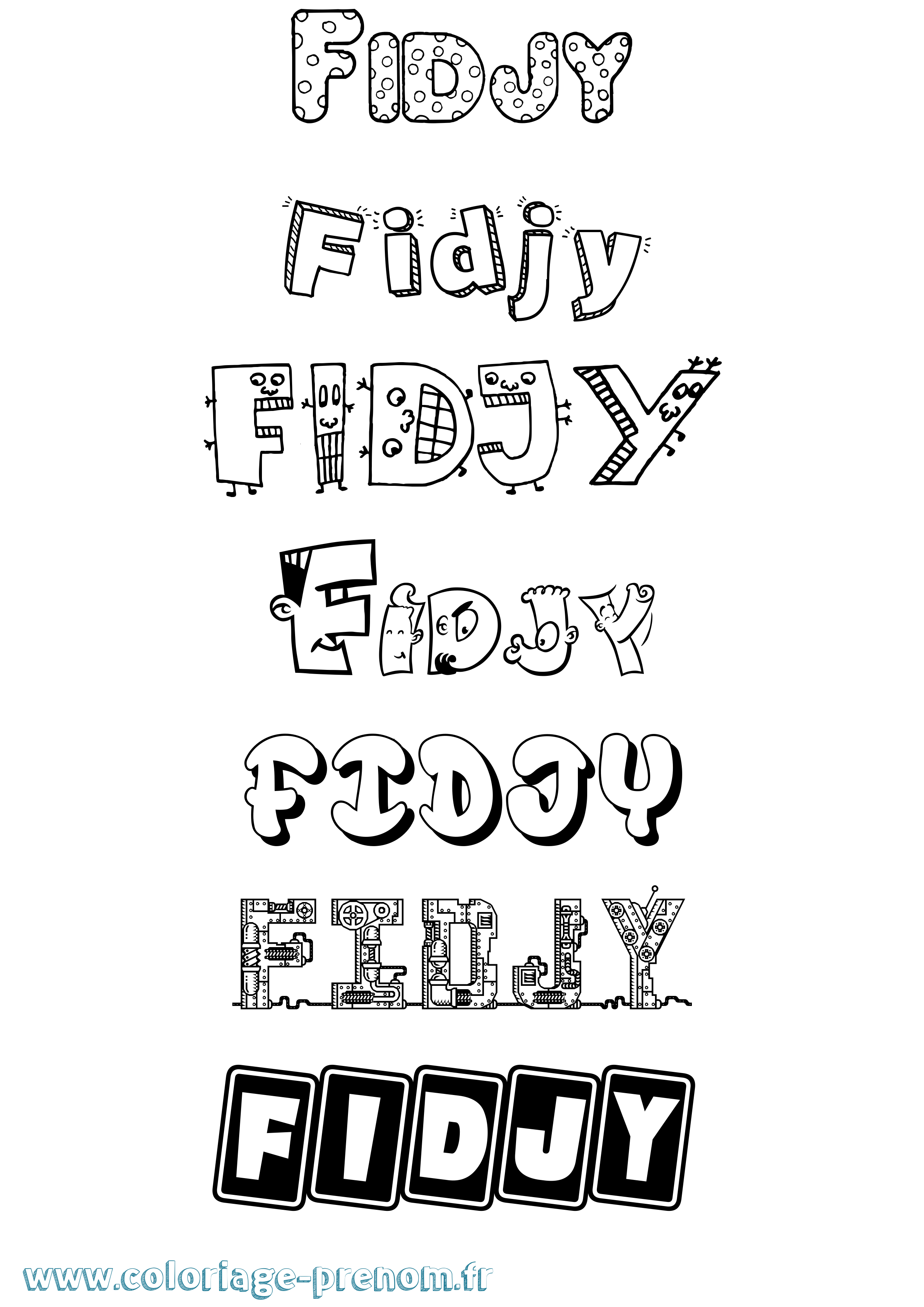 Coloriage Fidjy Fun Coloriage prénom Fidjy Fun