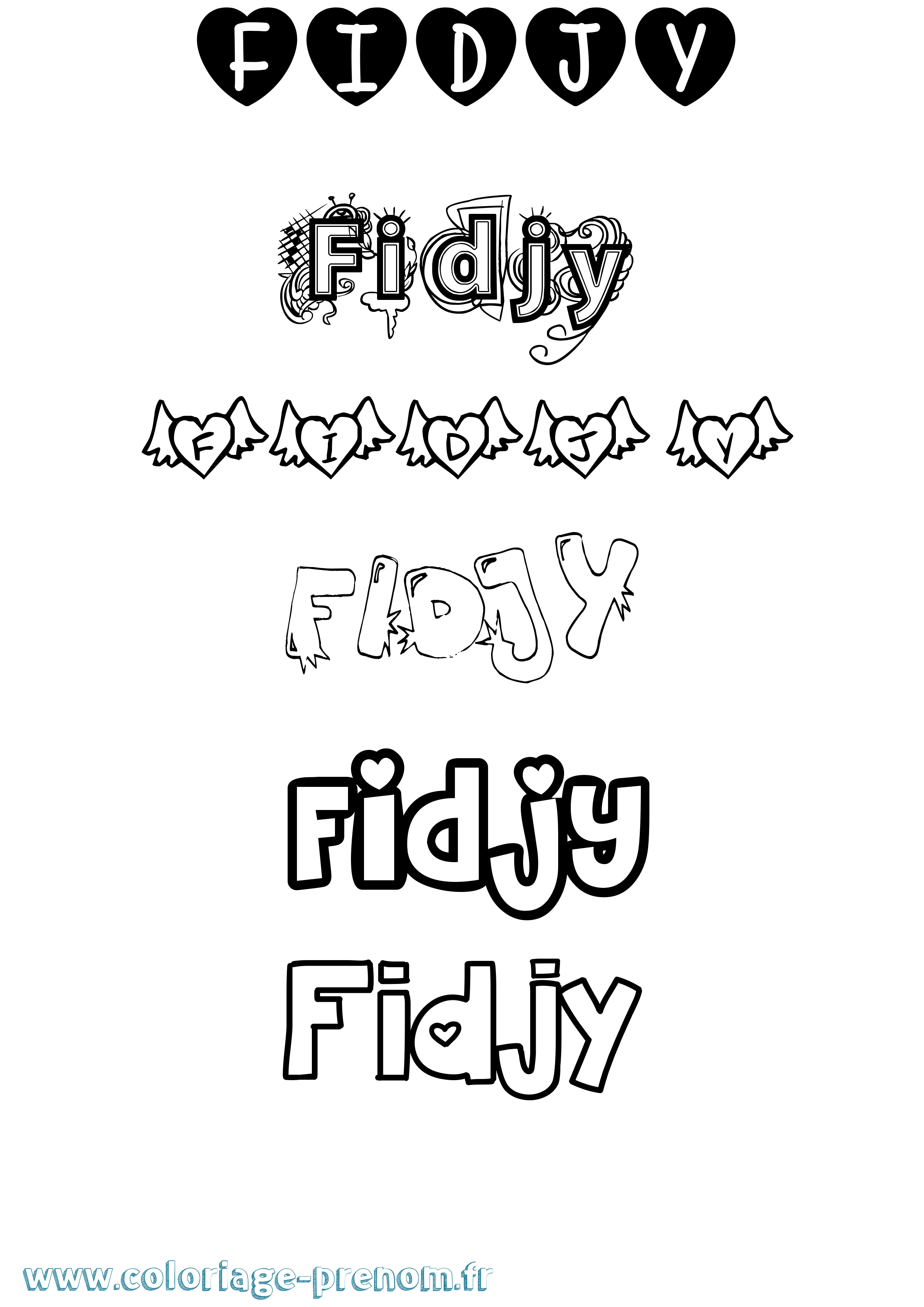 Coloriage Fidjy Girly Coloriage prénom Fidjy Girly