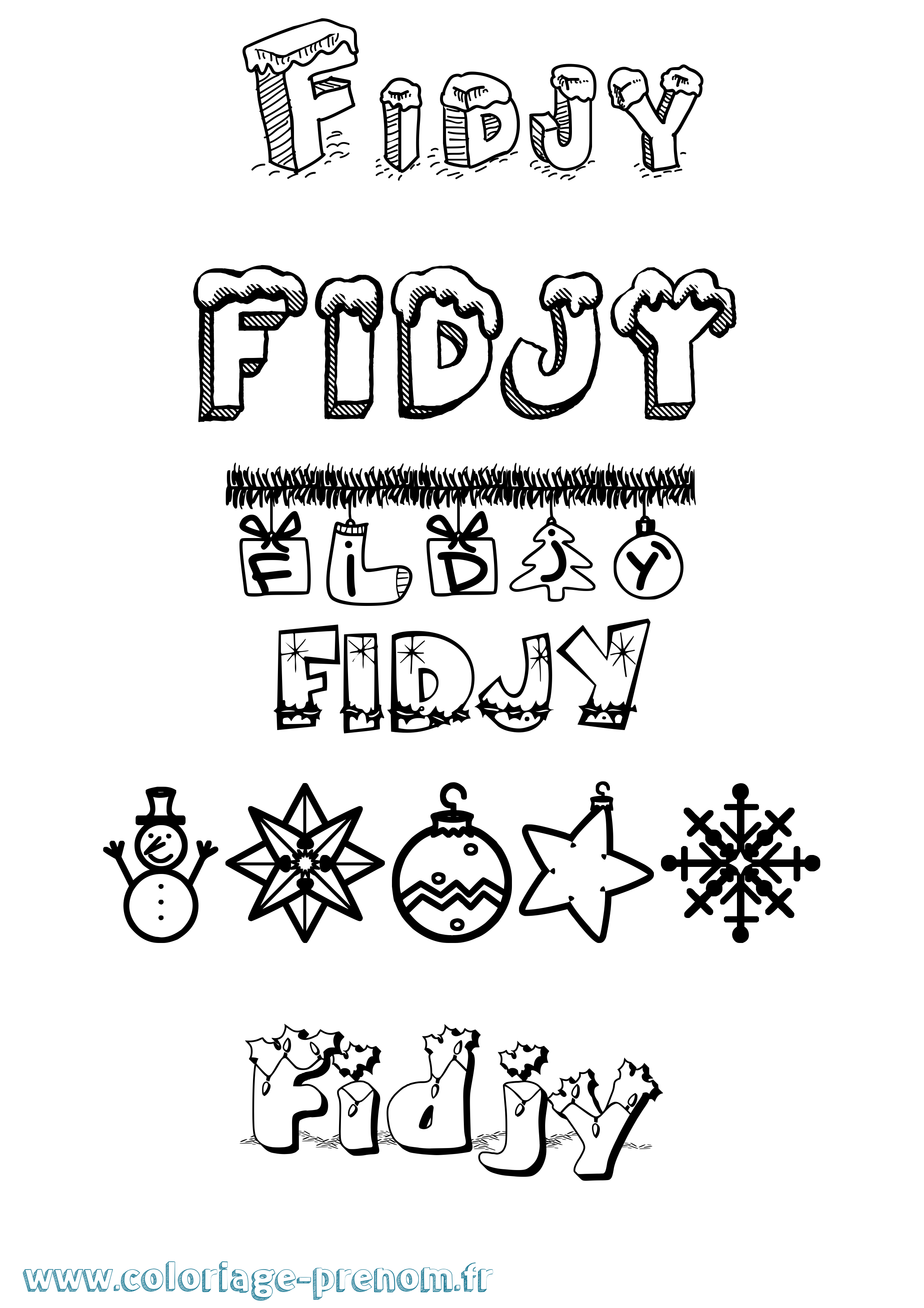 Coloriage Fidjy Noël Coloriage prénom Fidjy Noël