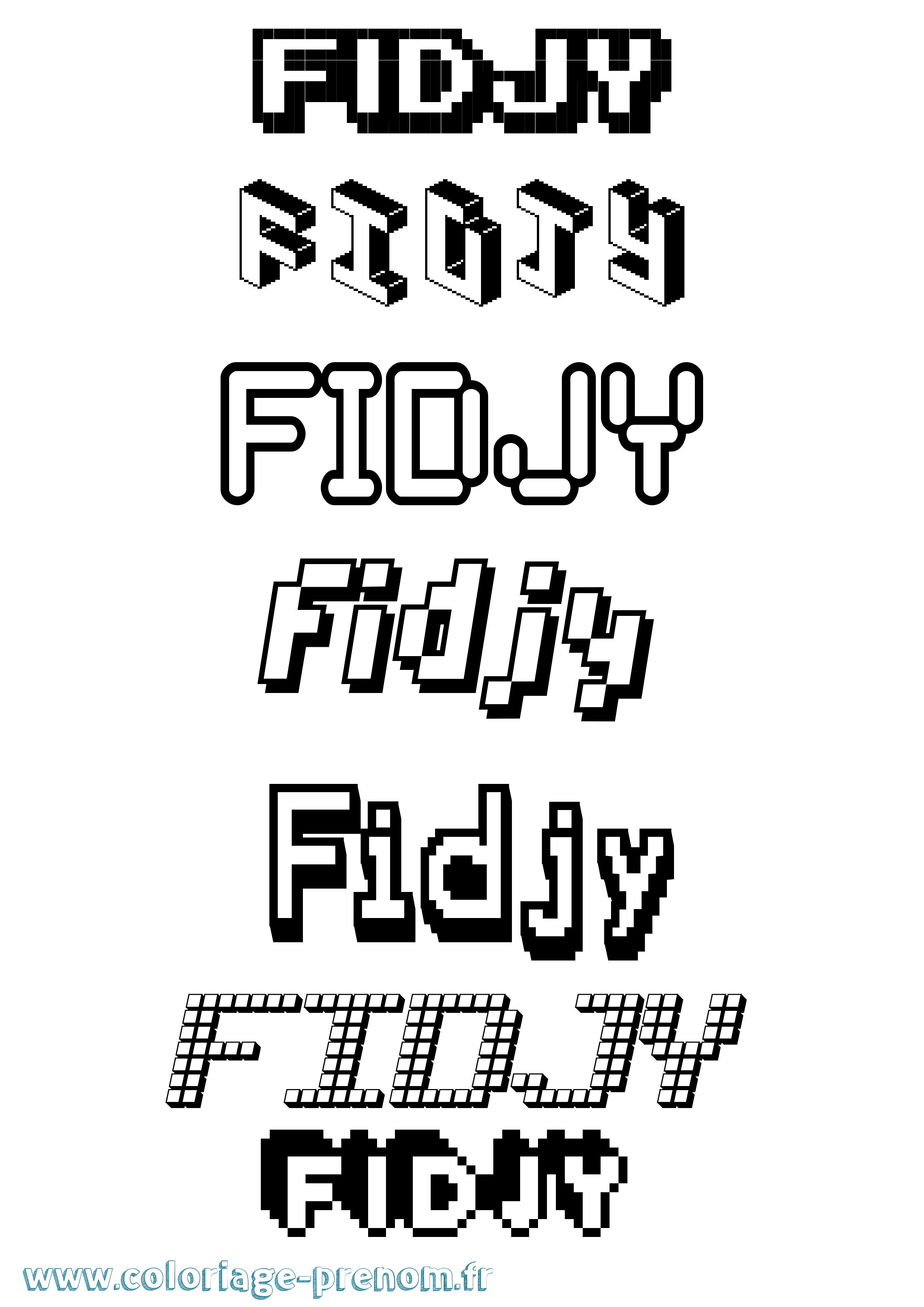 Coloriage Fidjy Pixel Coloriage prénom Fidjy Pixel