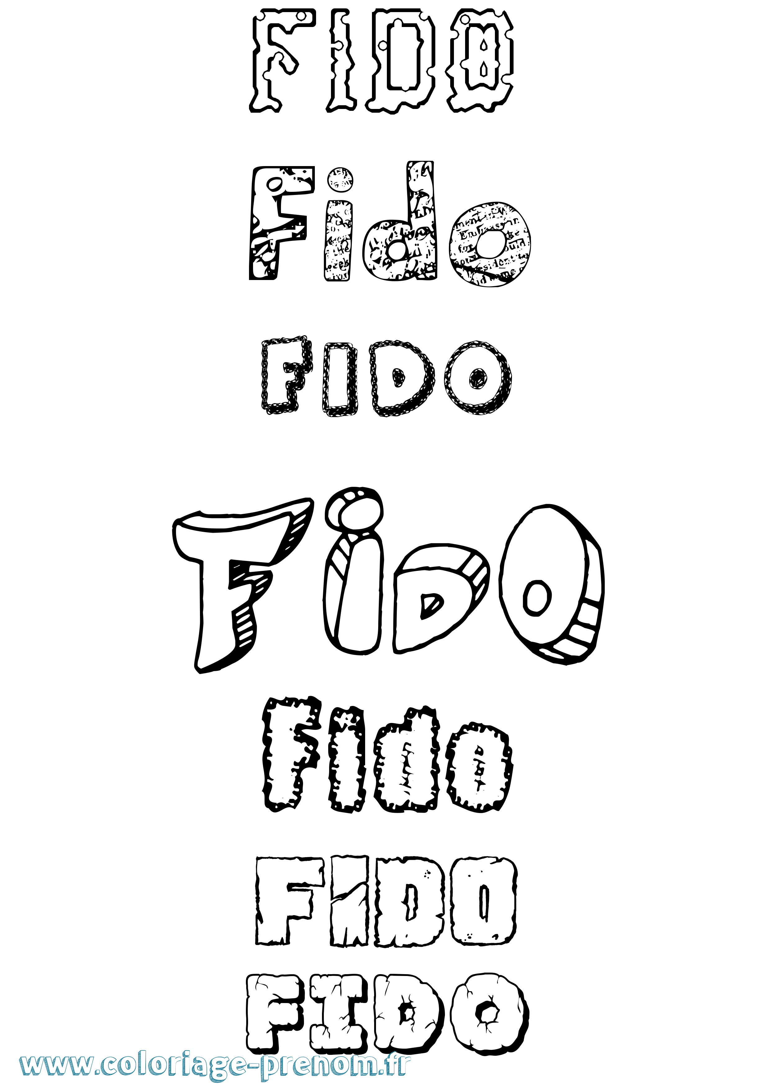 Coloriage Fido Destructuré Coloriage prénom Fido Destructuré