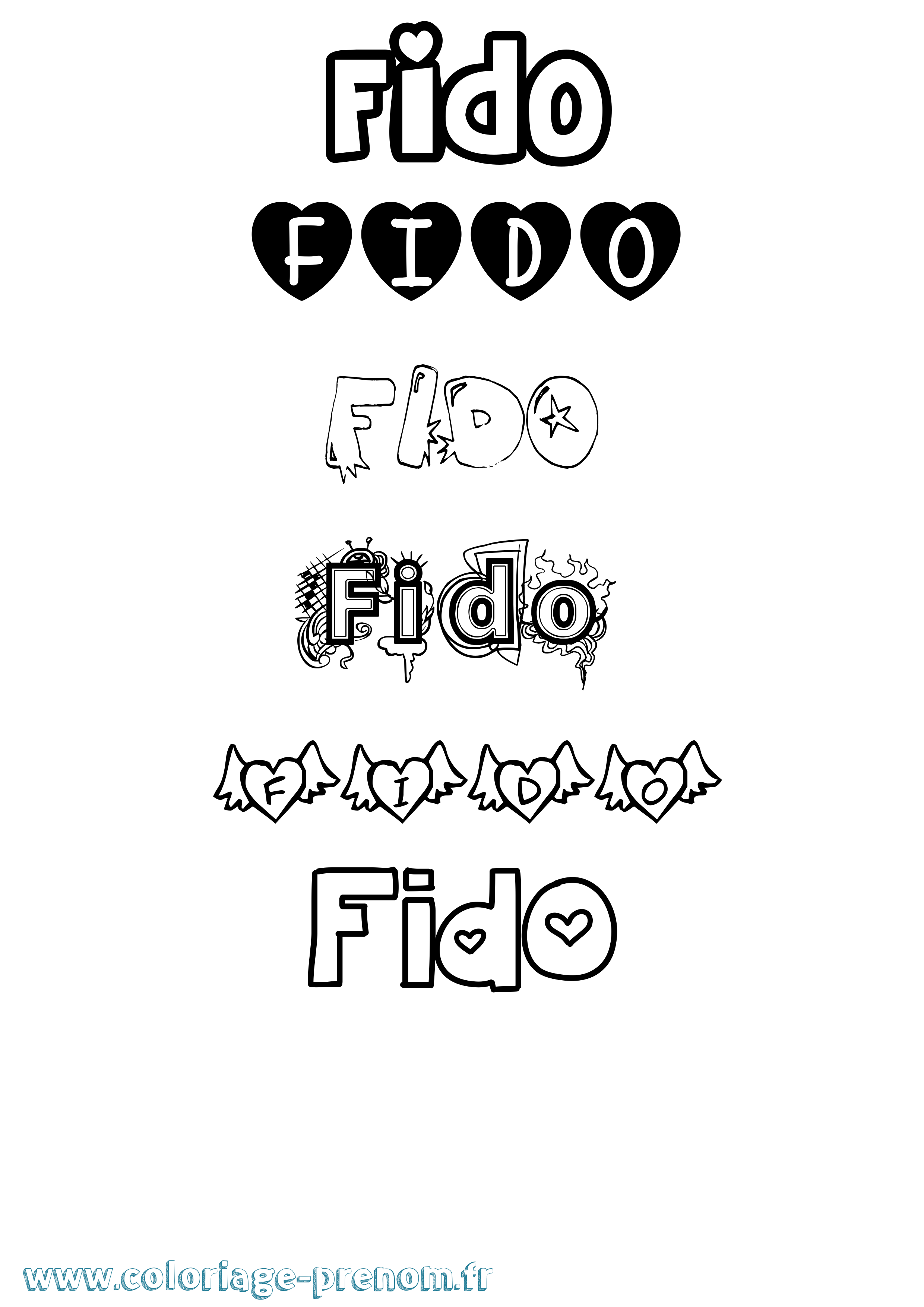 Coloriage Fido Girly Coloriage prénom Fido Girly