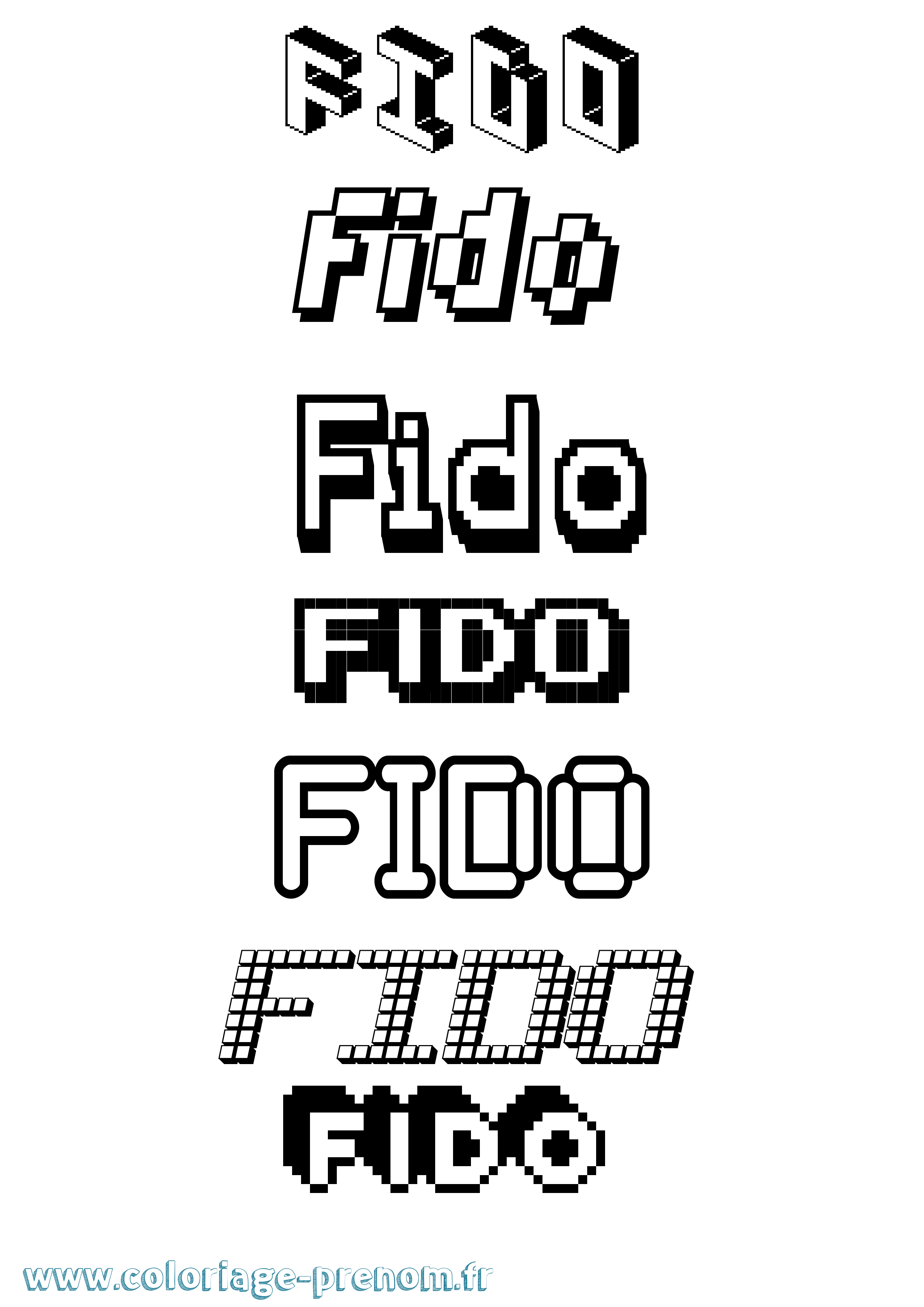 Coloriage Fido Pixel Coloriage prénom Fido Pixel