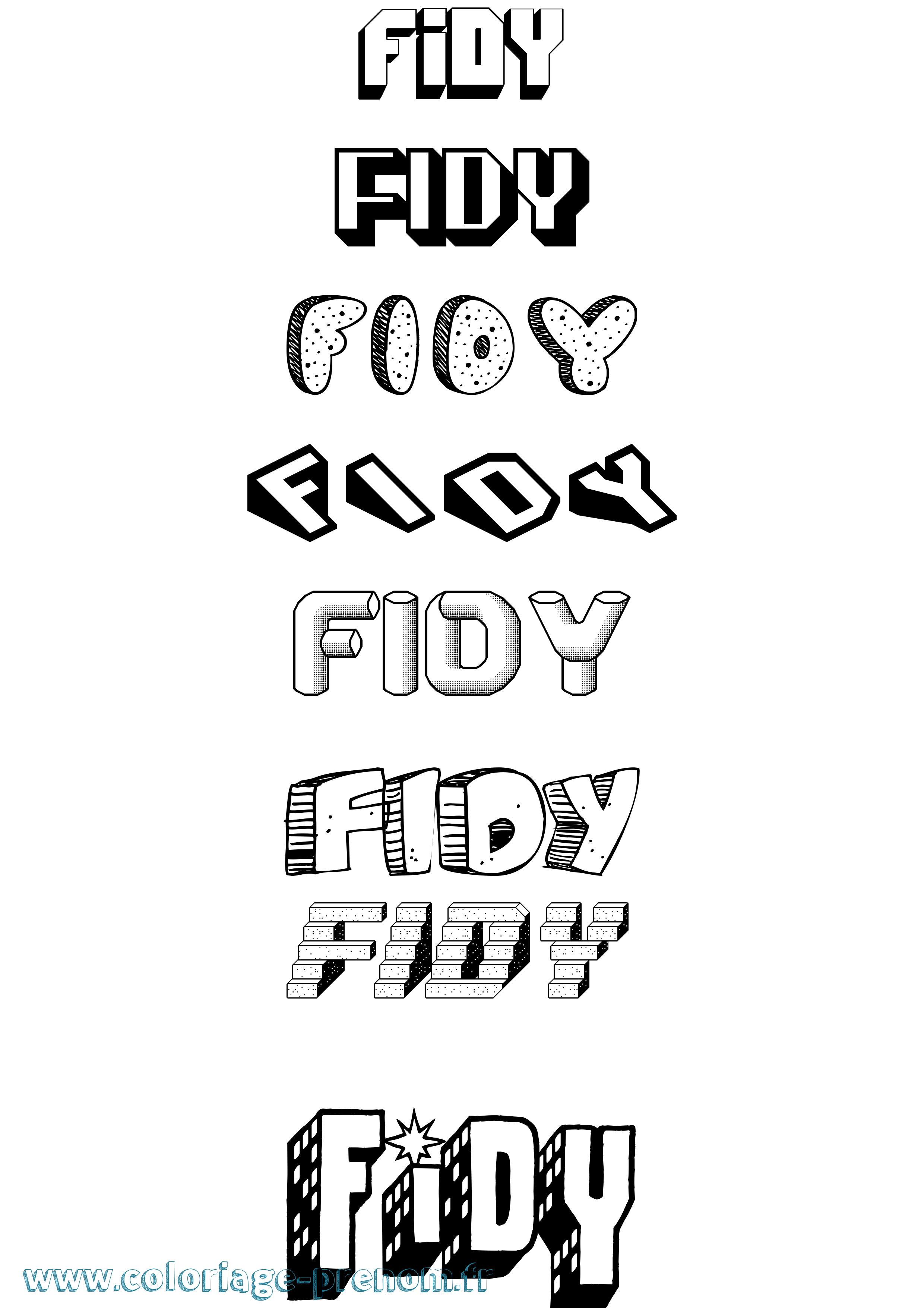 Coloriage Fidy Effet 3D Coloriage prénom Fidy Effet 3D