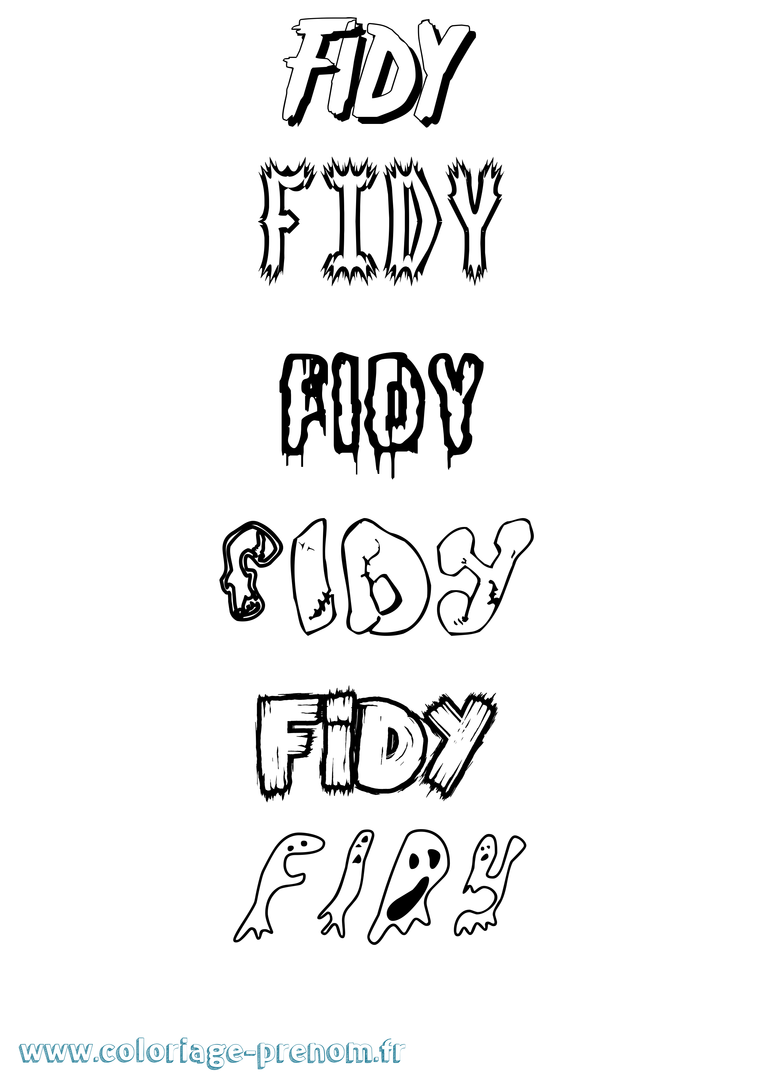 Coloriage Fidy Frisson Coloriage prénom Fidy Frisson