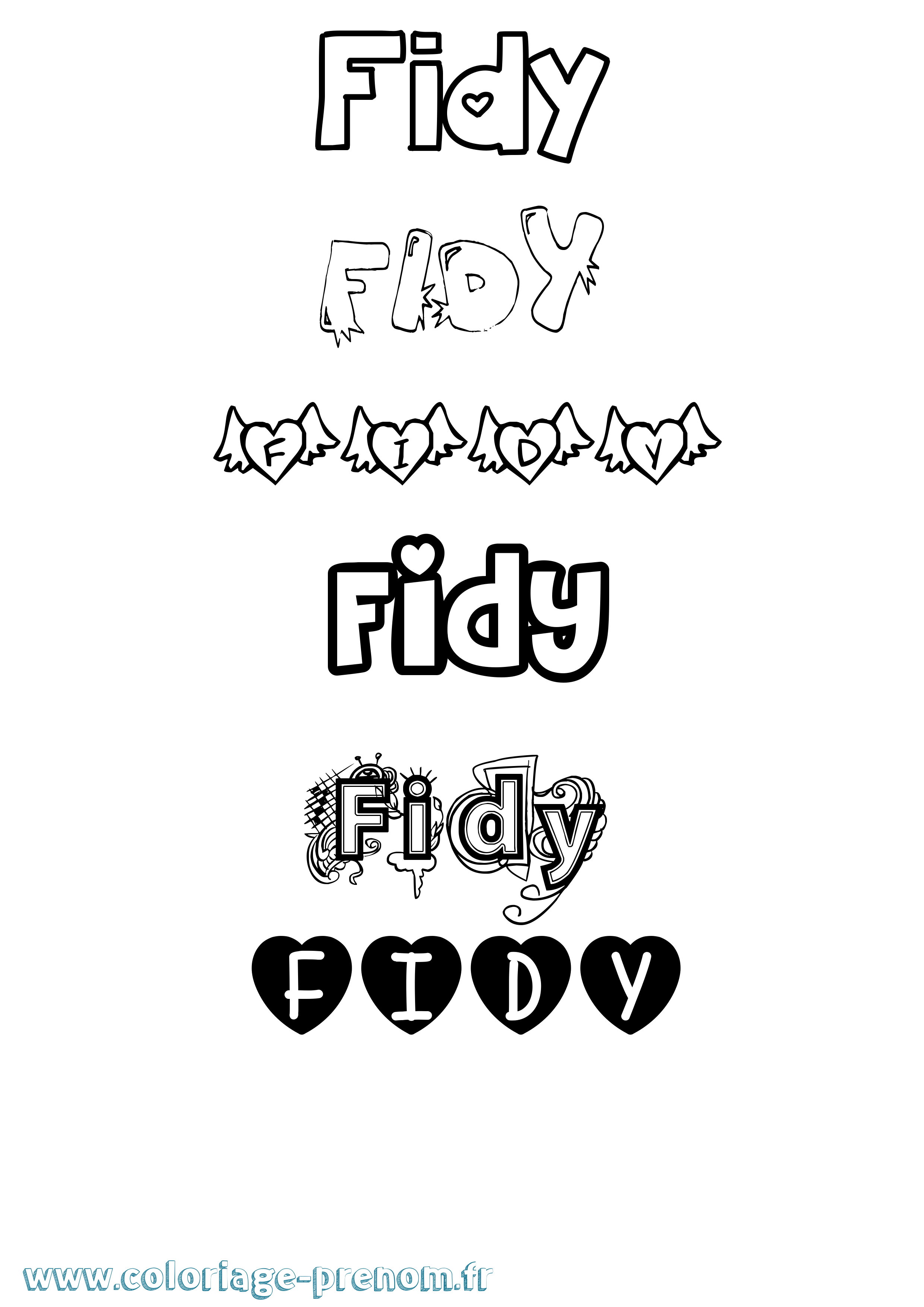 Coloriage Fidy Girly Coloriage prénom Fidy Girly