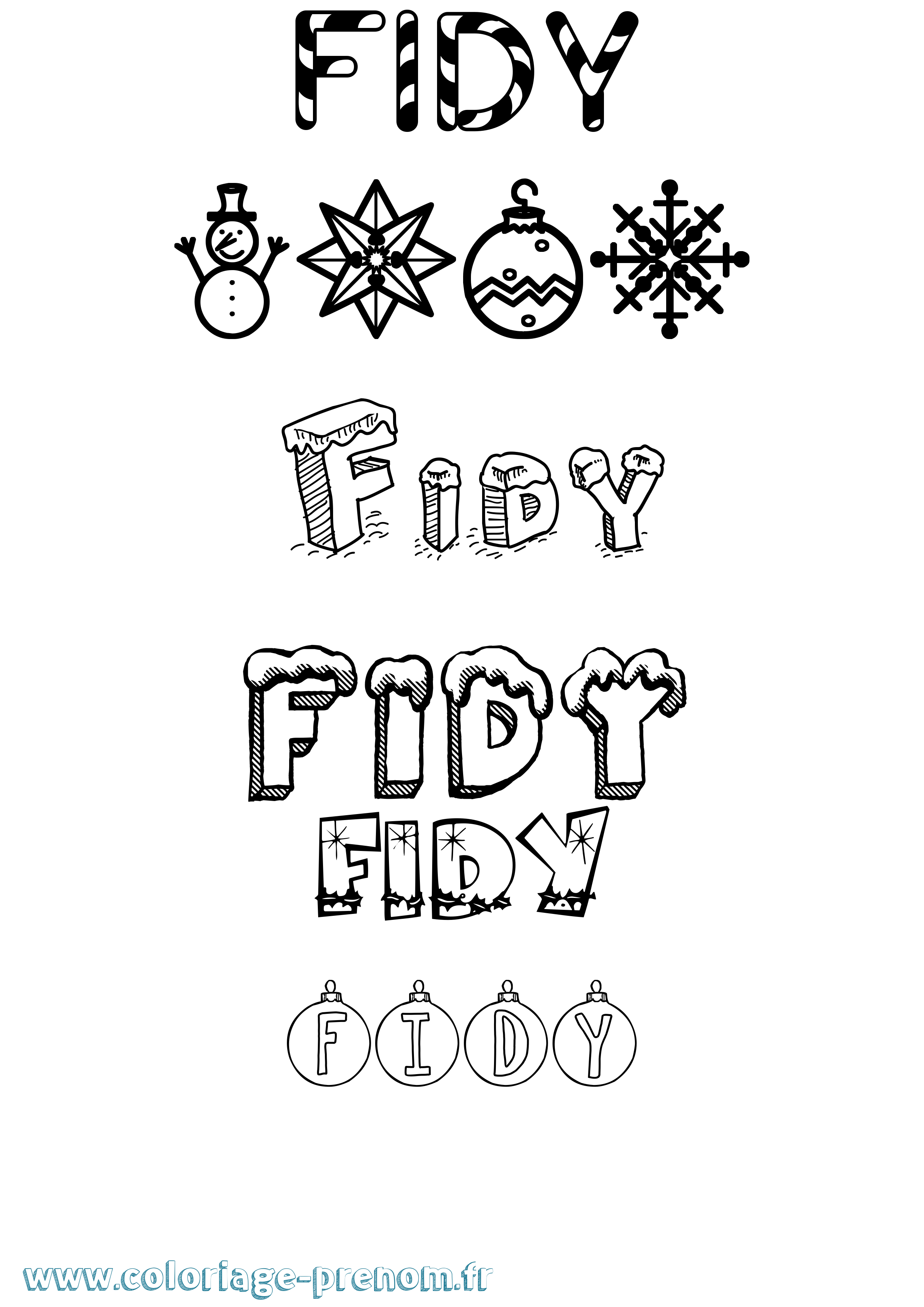 Coloriage Fidy Noël Coloriage prénom Fidy Noël