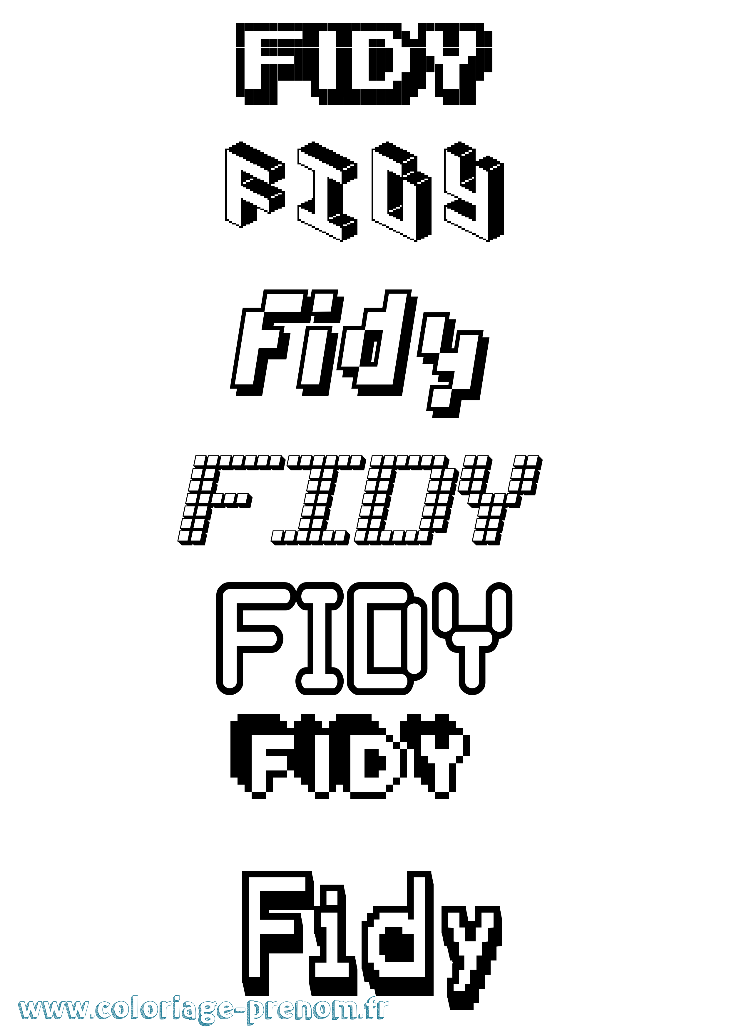 Coloriage Fidy Pixel Coloriage prénom Fidy Pixel