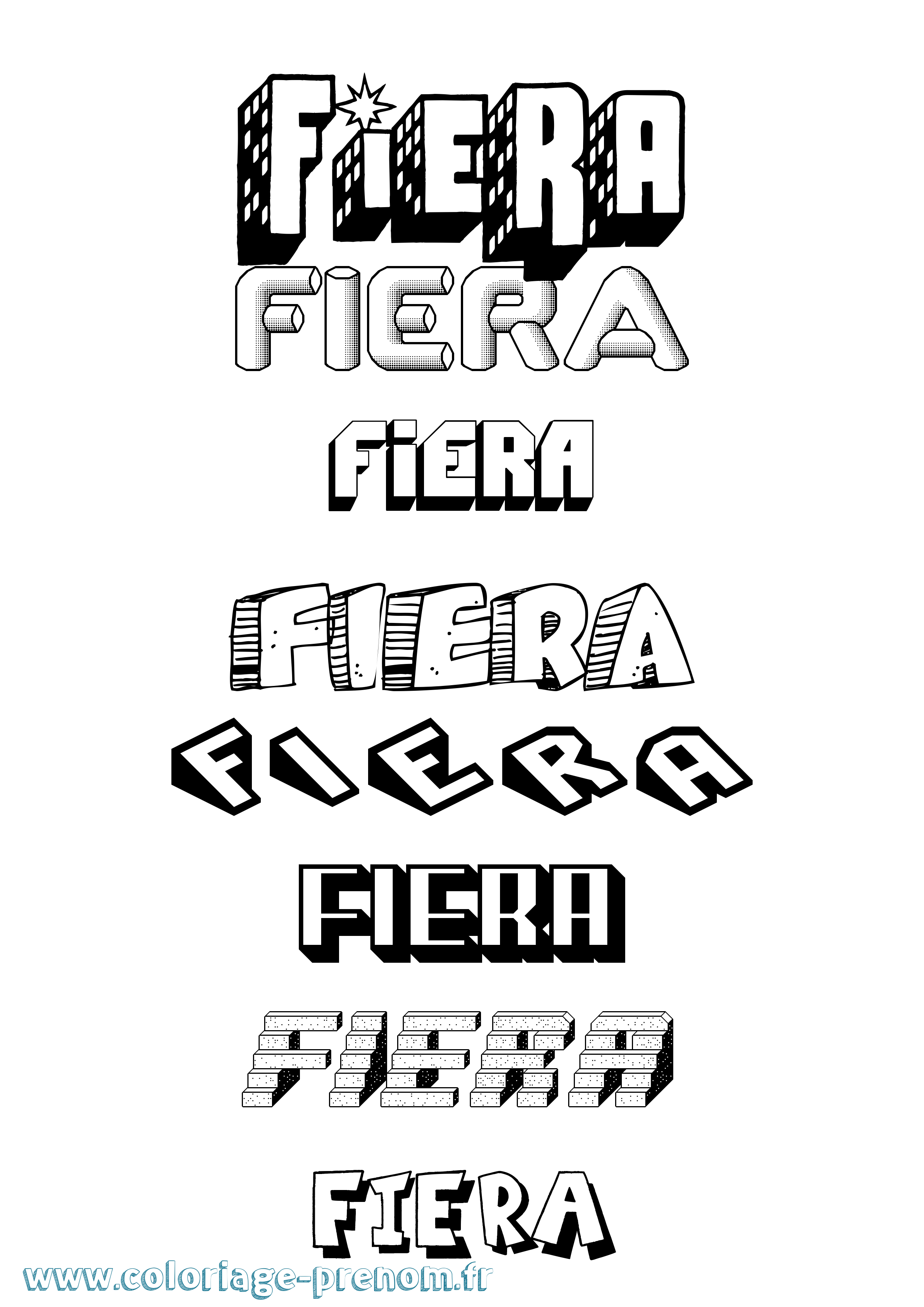 Coloriage Fiera Effet 3D Coloriage prénom Fiera Effet 3D
