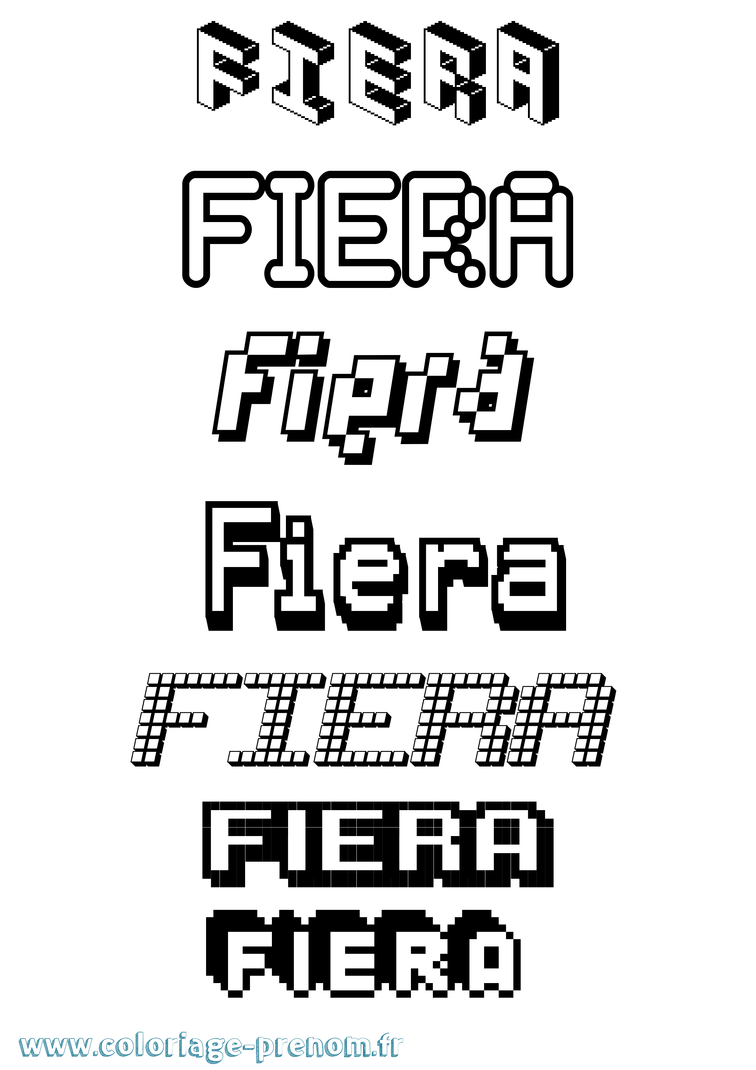 Coloriage Fiera Pixel Coloriage prénom Fiera Pixel